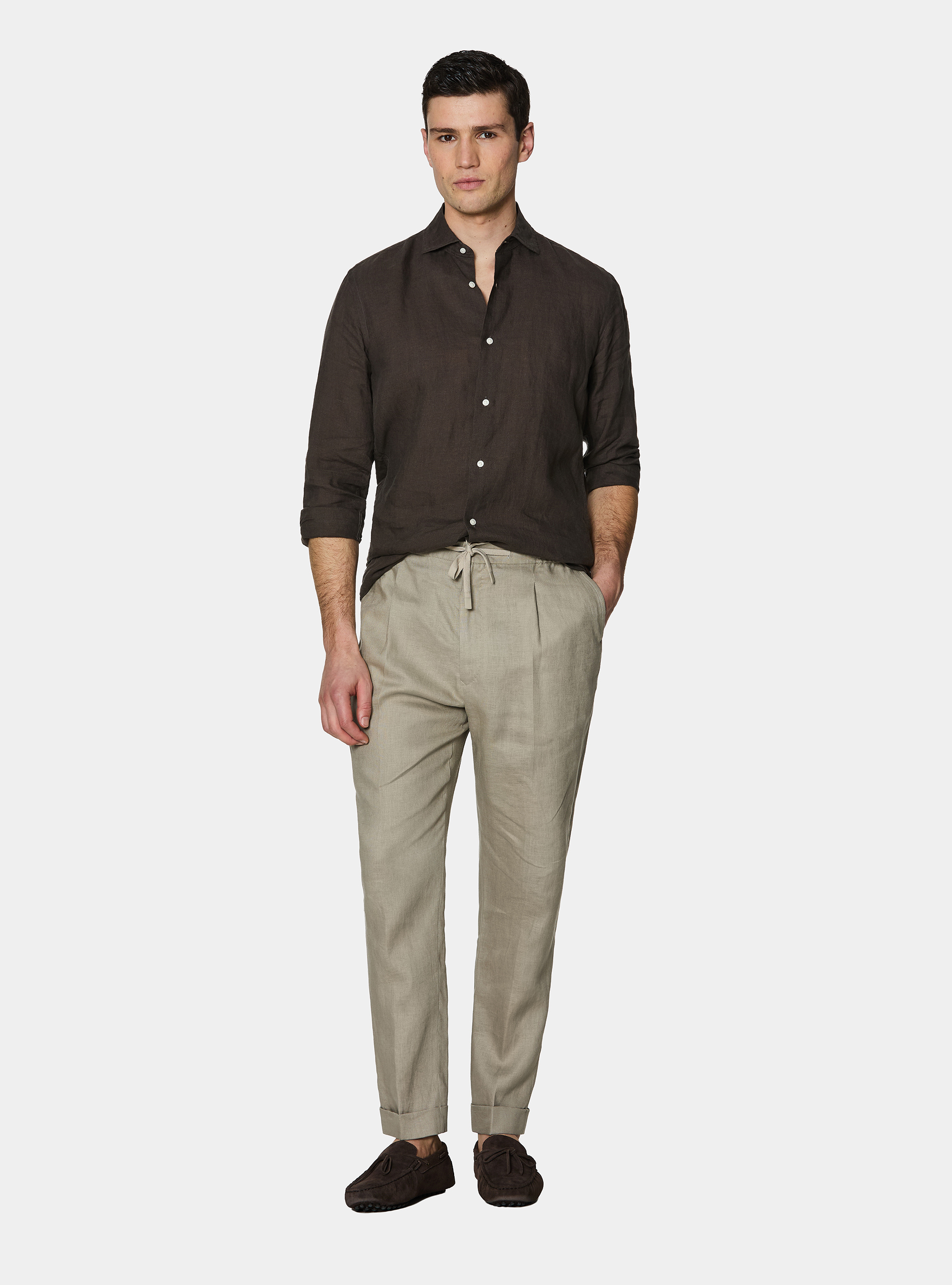 Pure linen shirt, BROWN