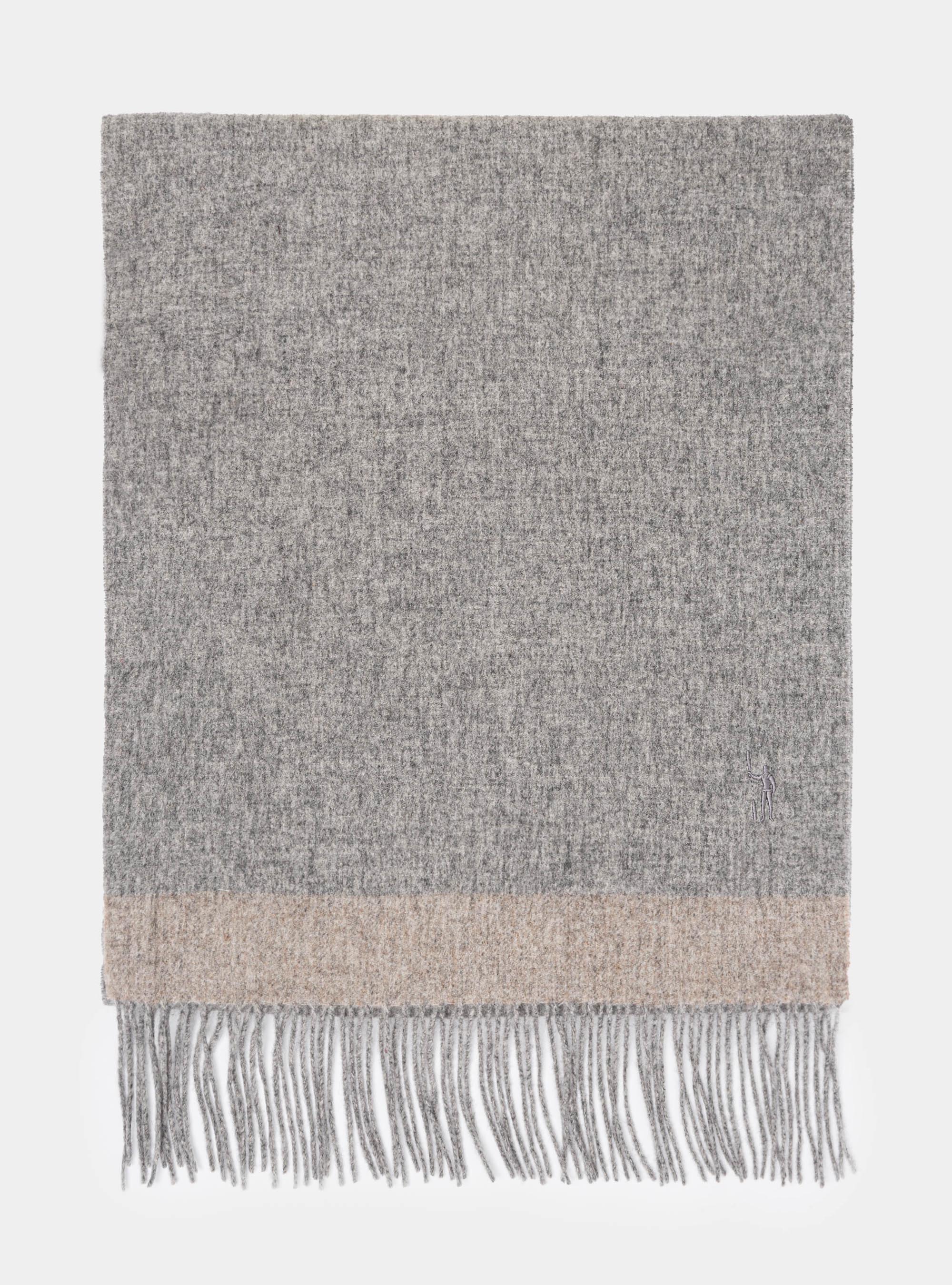 Sciarpa in lana cashmere con bordino a contrasto, GRIGIO CHIARO