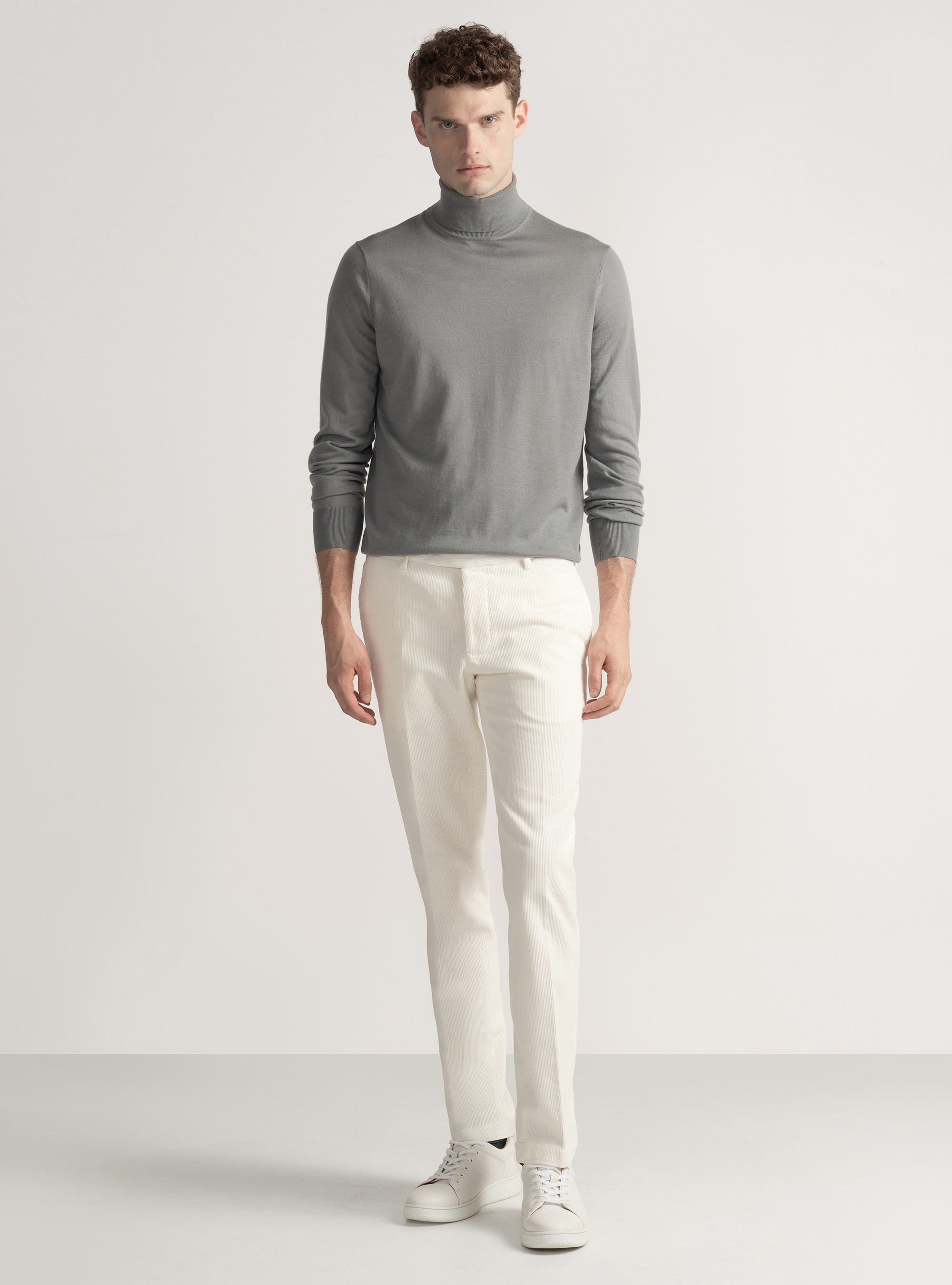 Pantaloni in velluto, BIANCO