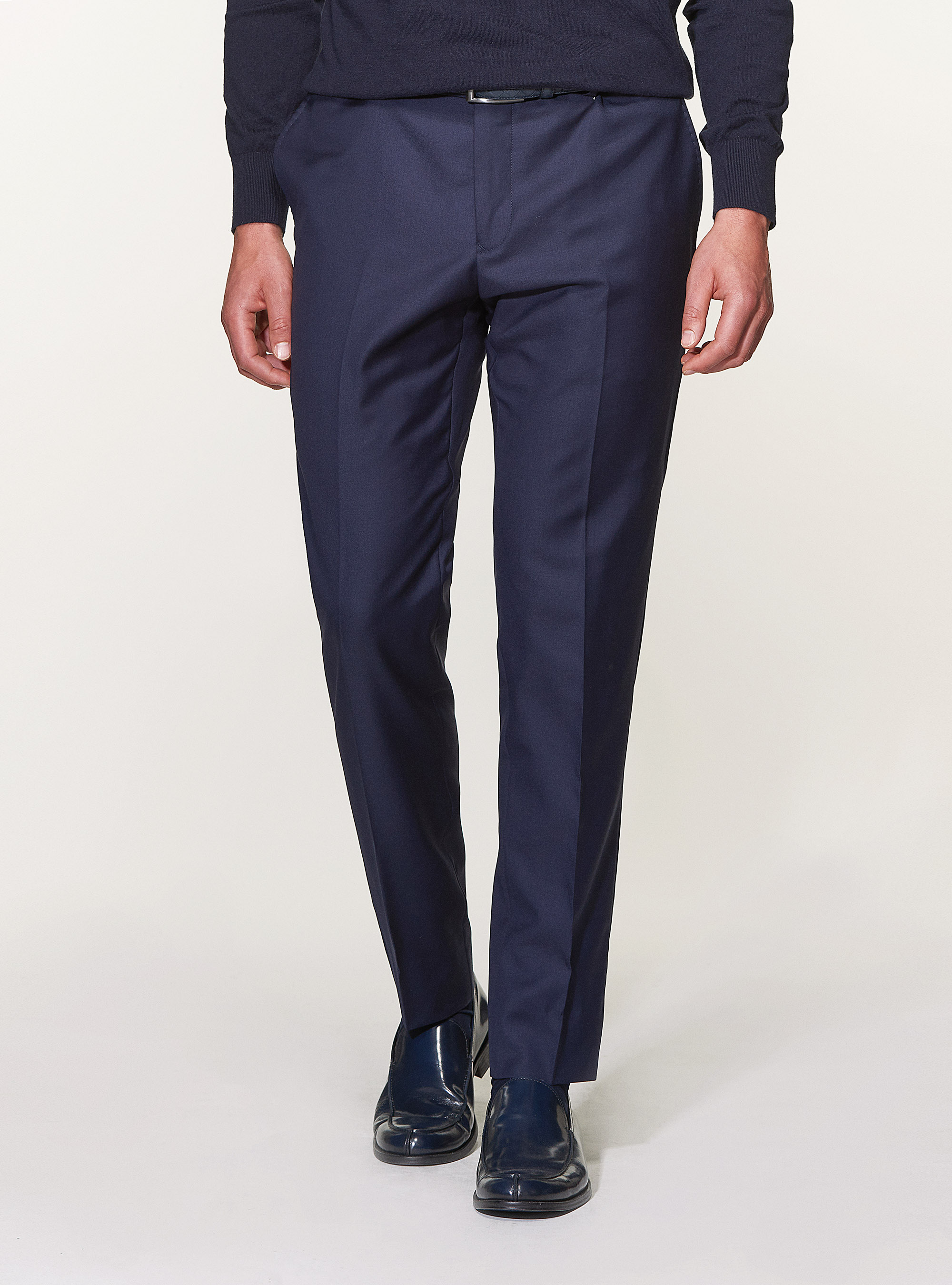 Suit trousers in pure superfine wool 110's Vitale Barberis Canonico, NAVY BLUE