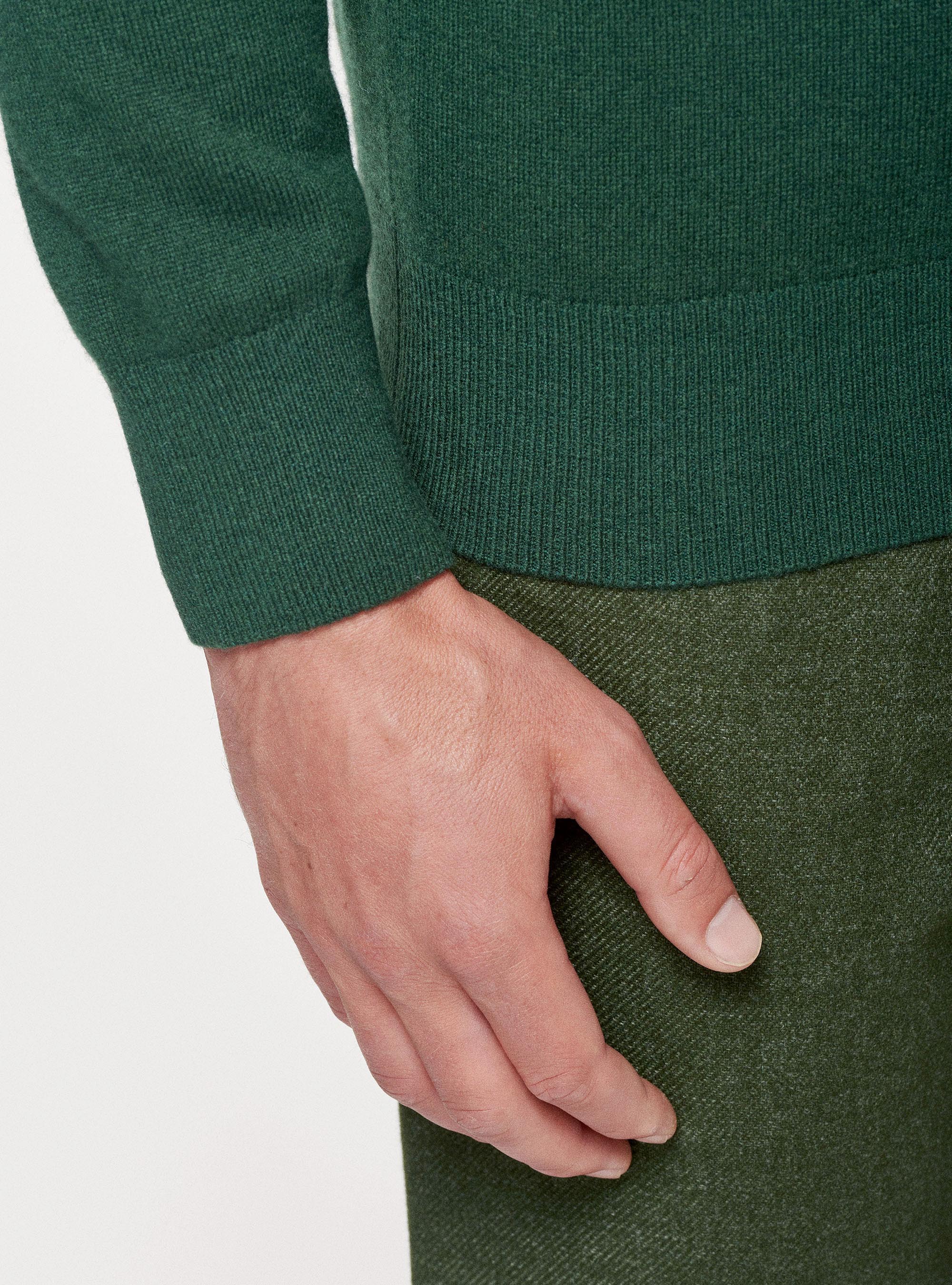 Lambswool and cashmere crew-neck sweater, GREEN