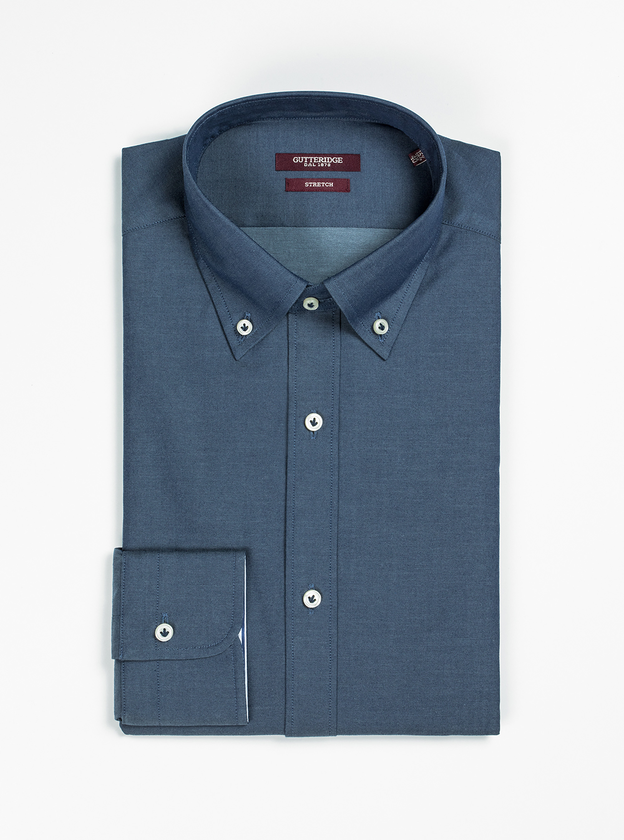 Camicia collo button down in denim, BASALT