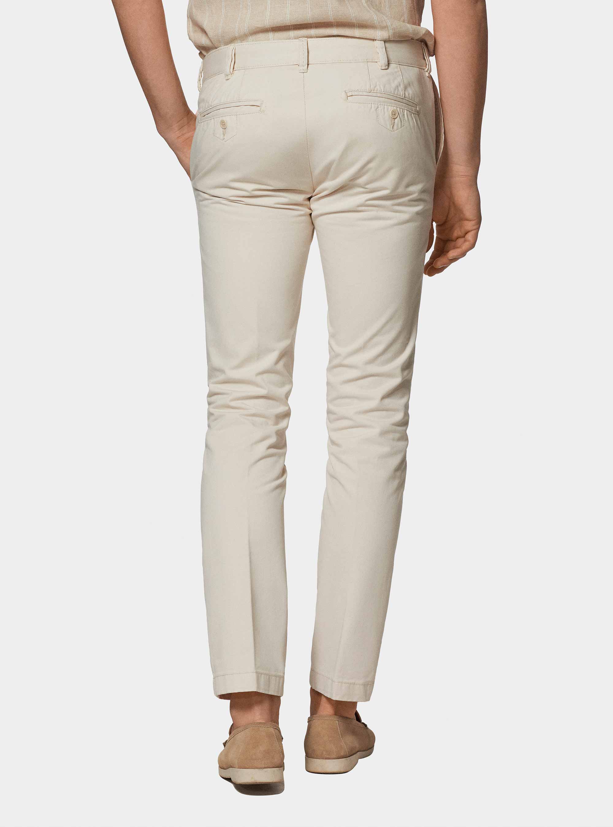 Pantaloni chino slim fit in cotone twill, PANNA