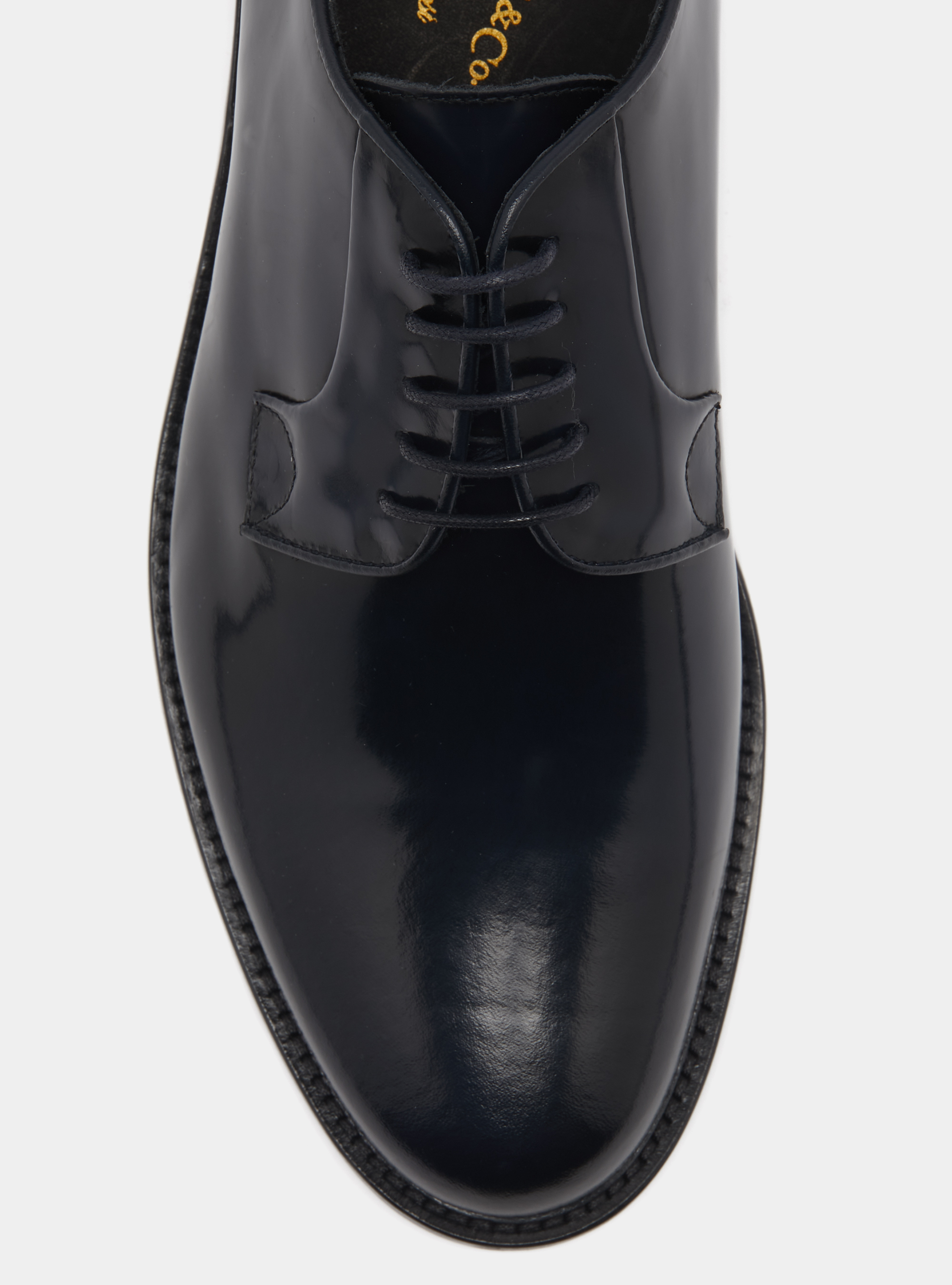 Abrasivated leather derby, NAVY BLUE