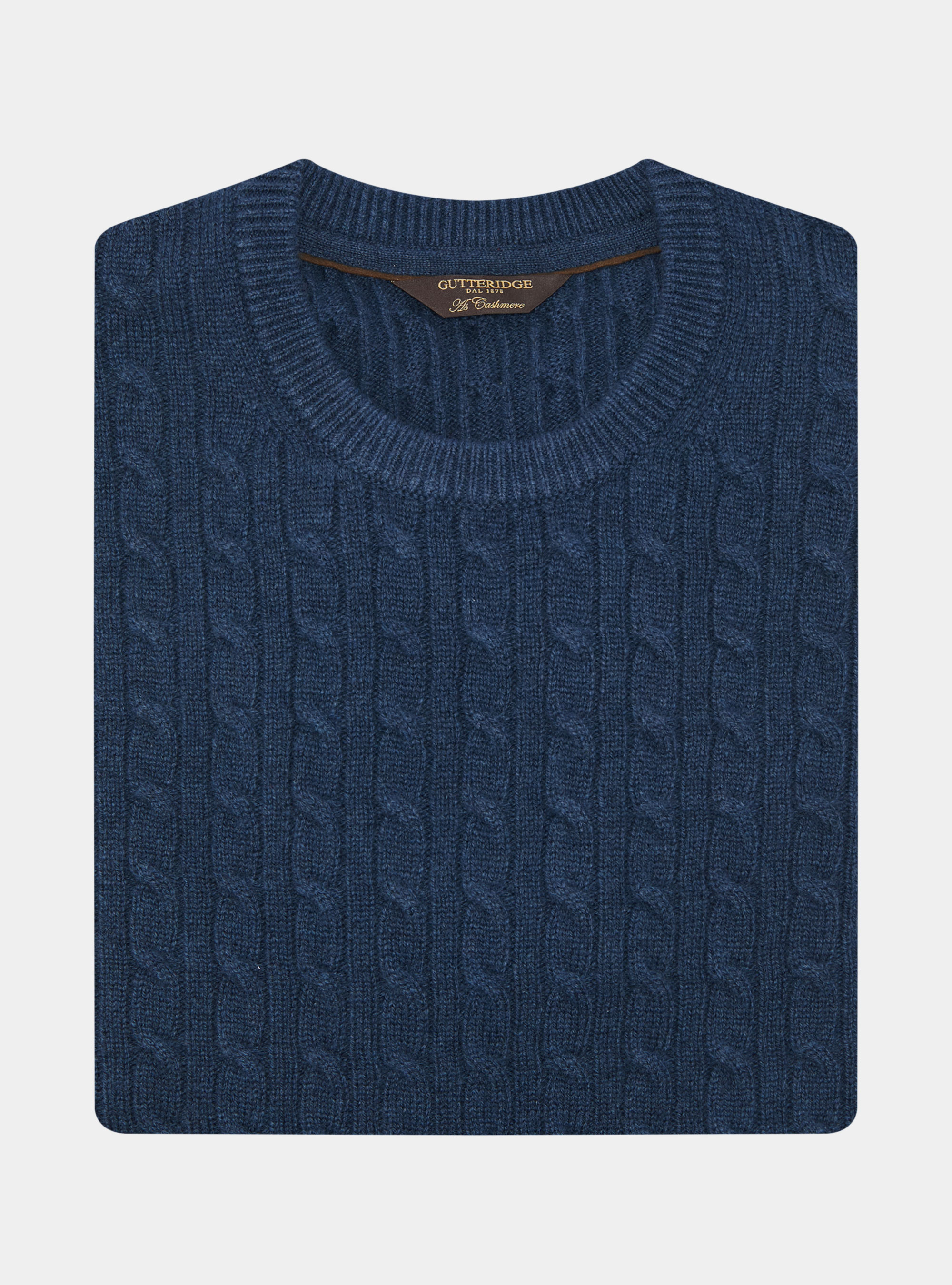 Crew-neck sweater with wool and cashmere braid, INK