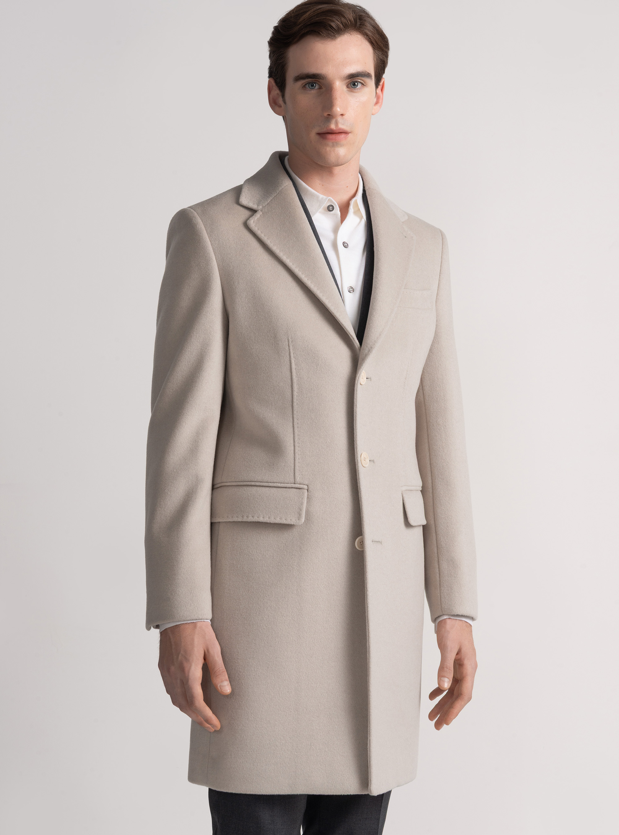 Wool and cashmere coat, ECRU 0536C