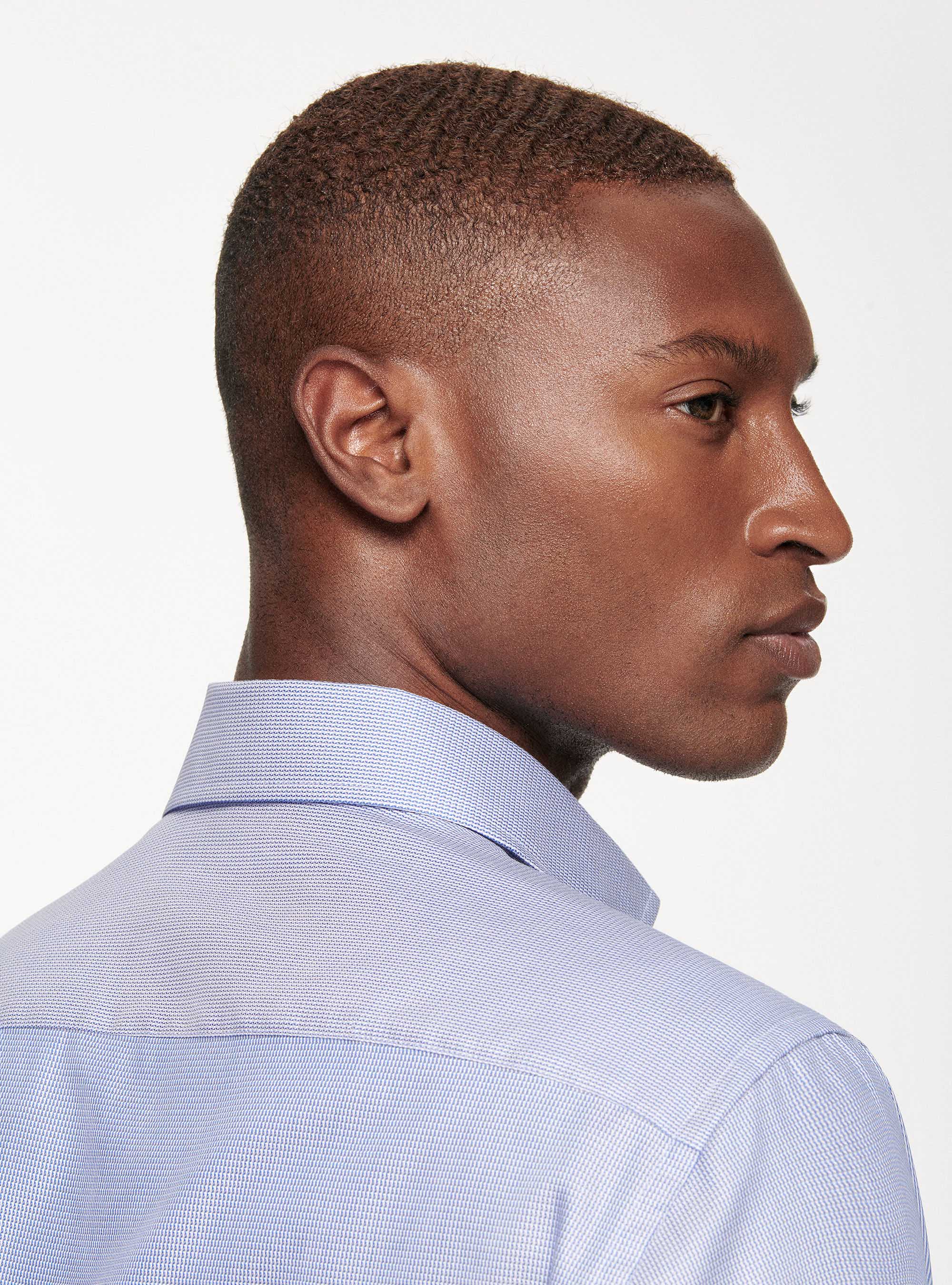 Camicia in cotone operato, BLU