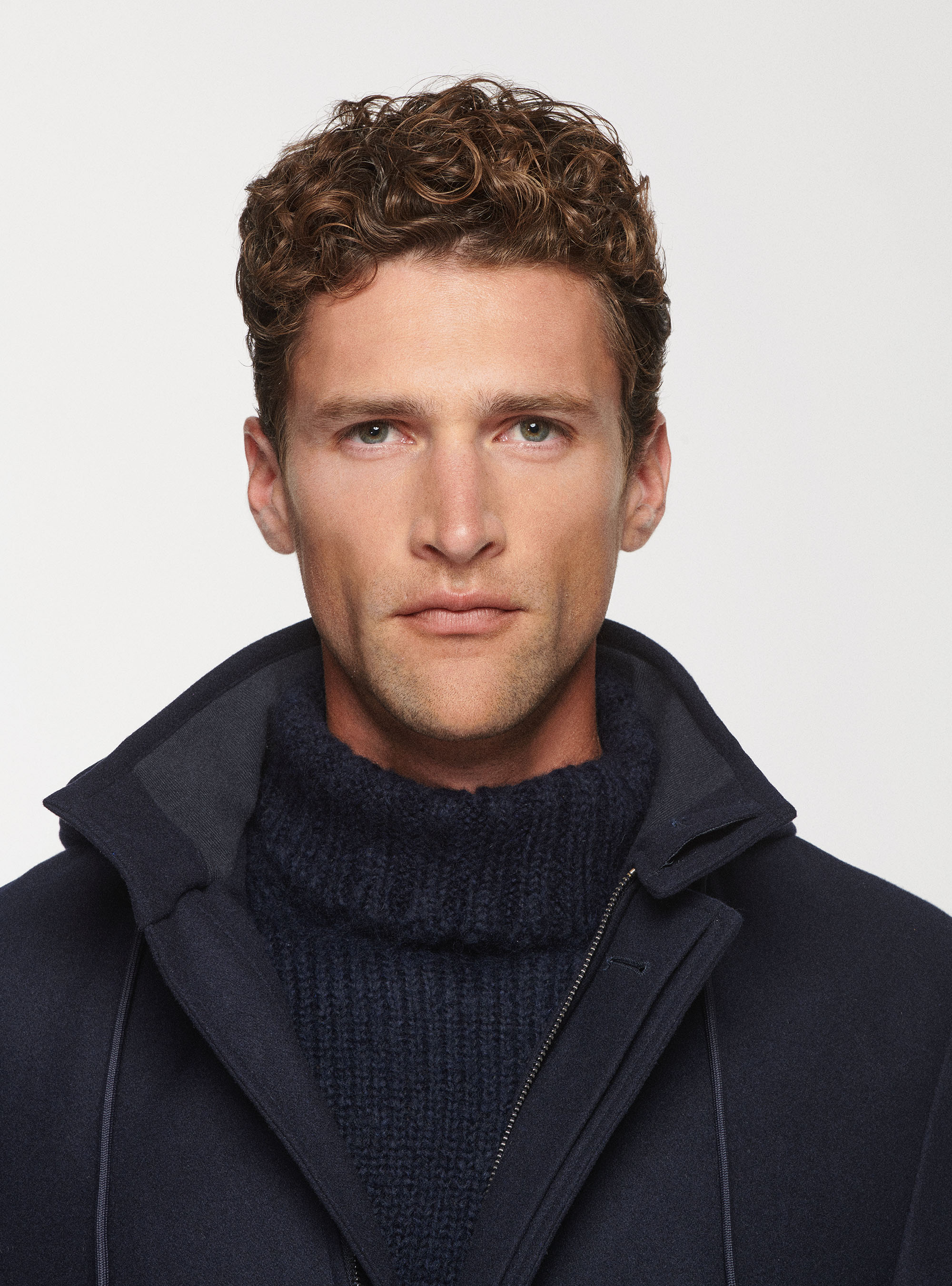 Giaccone in misto lana, BLU NAVY