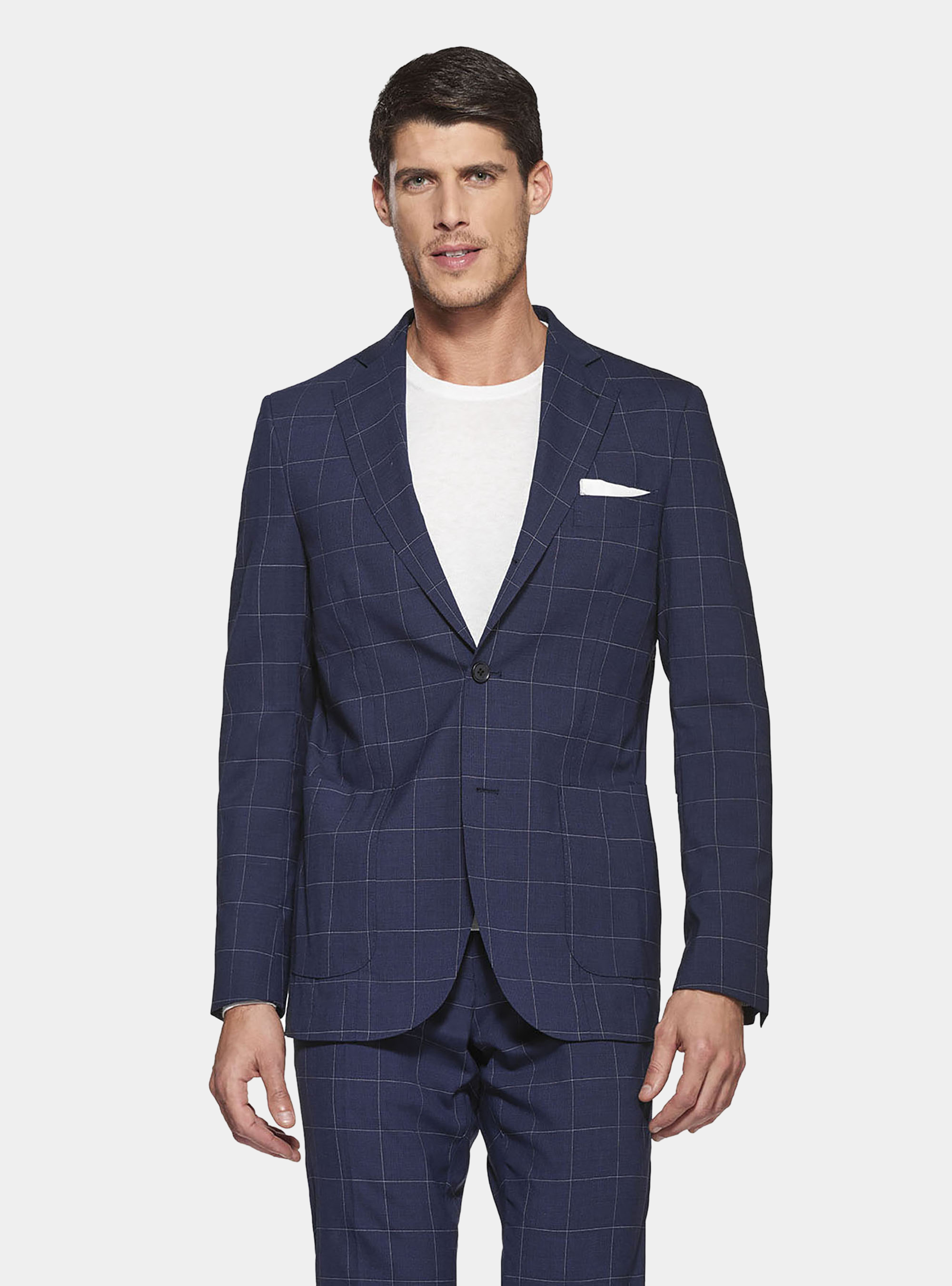 Giacca per abito in lana a quadri, BLU