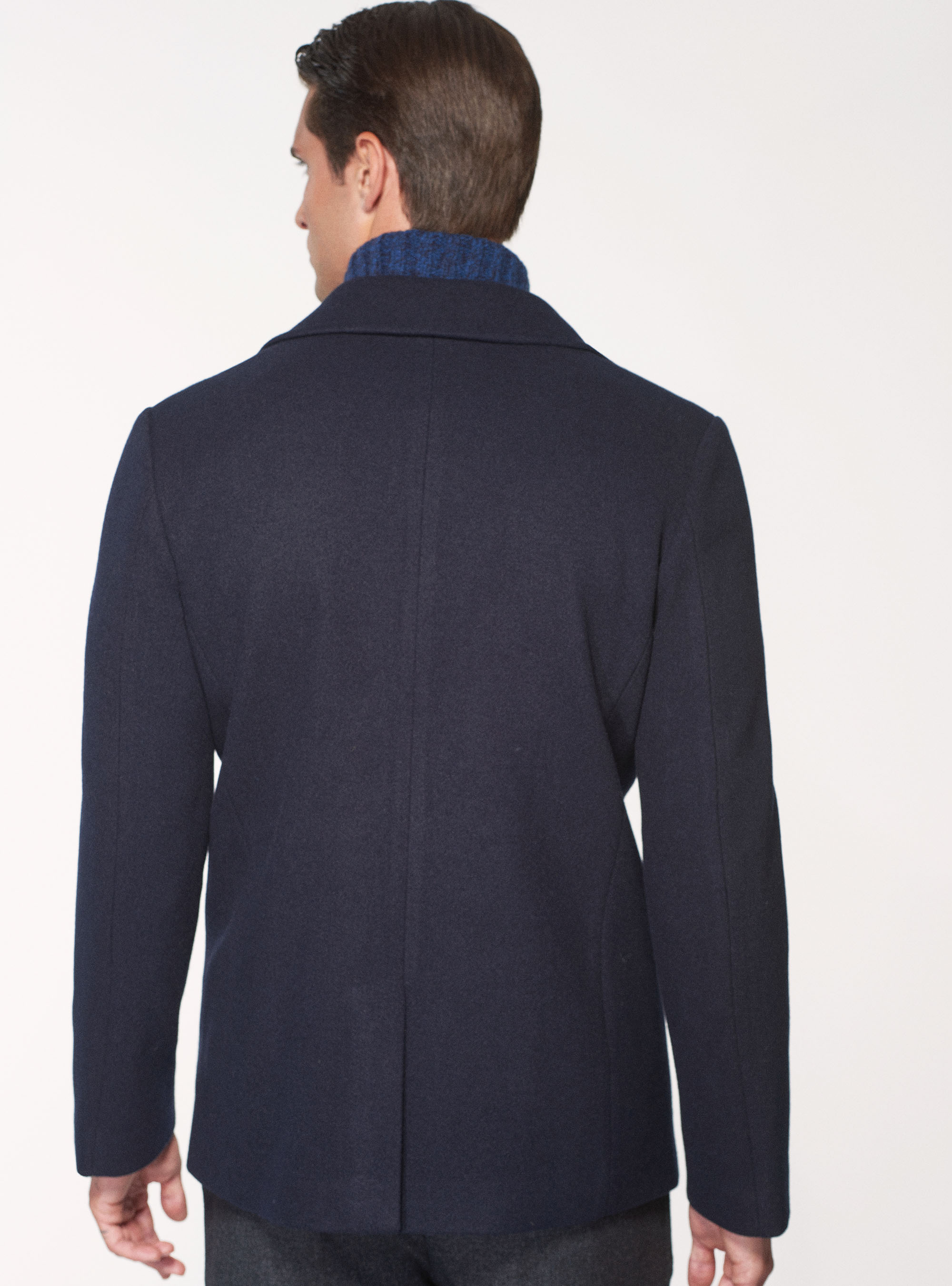 Peacoat in misto lana, BLU NAVY