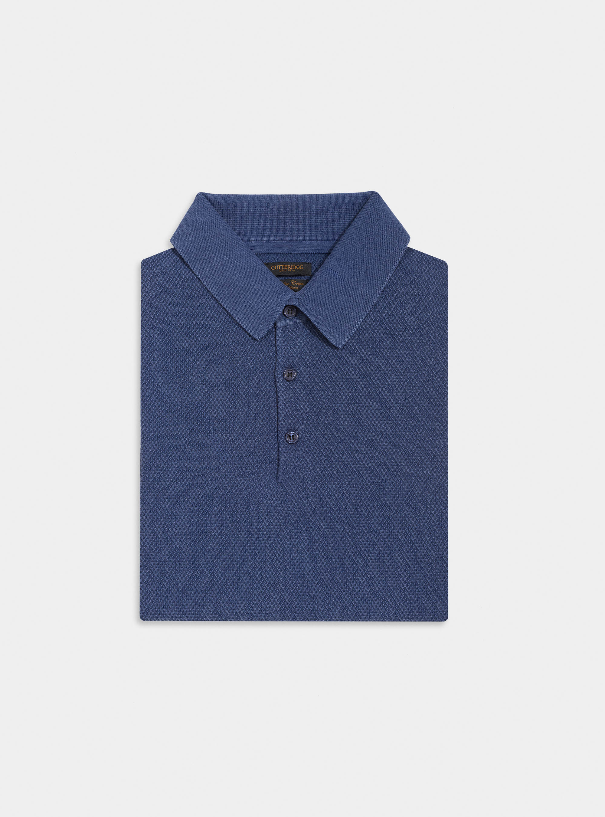 Maglia a polo a maniche corte in cotone, BLU
