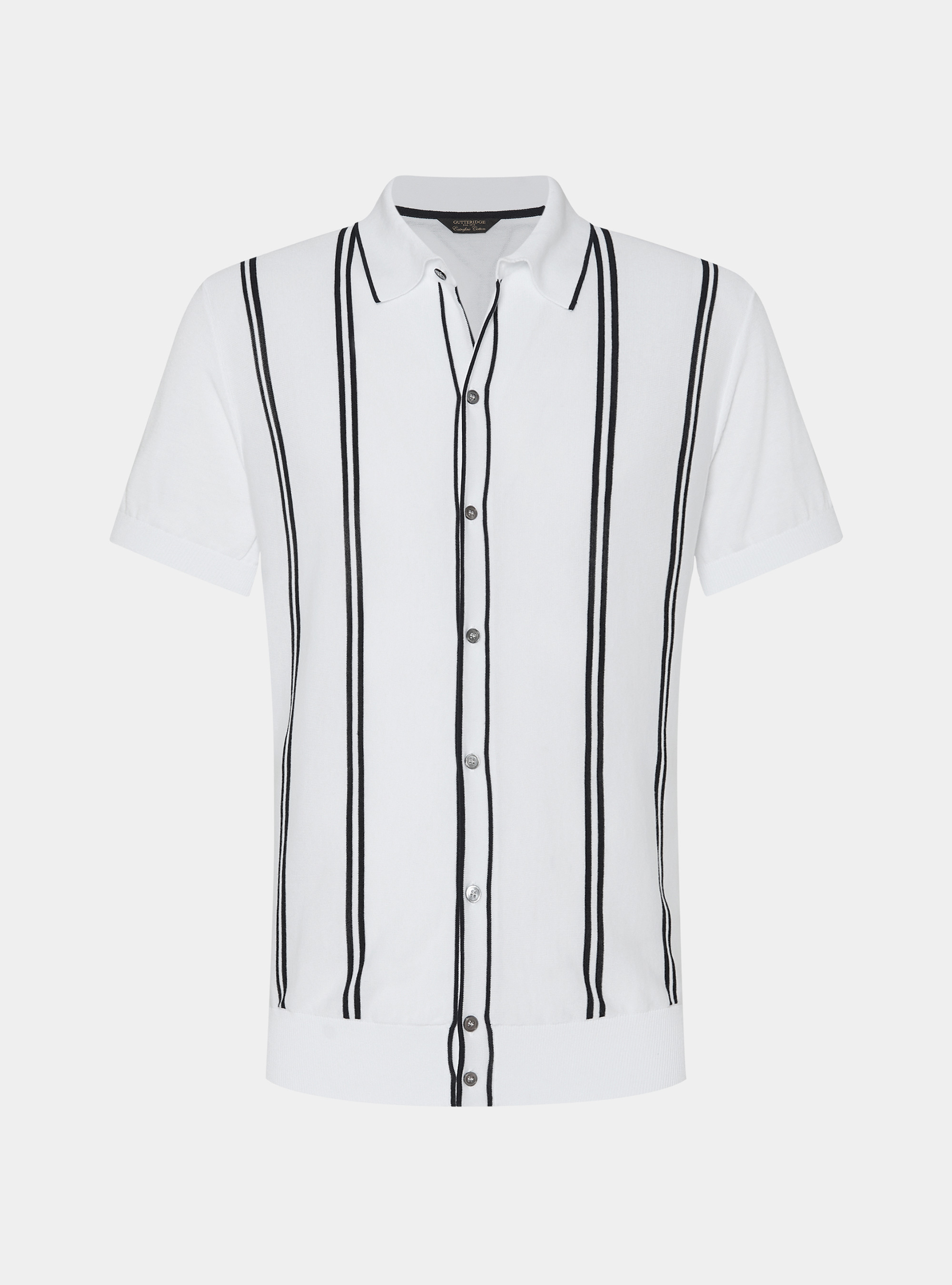 Halbarmel-Poloshirt aus extrafeiner Baumwolle, BIANCO 0099C