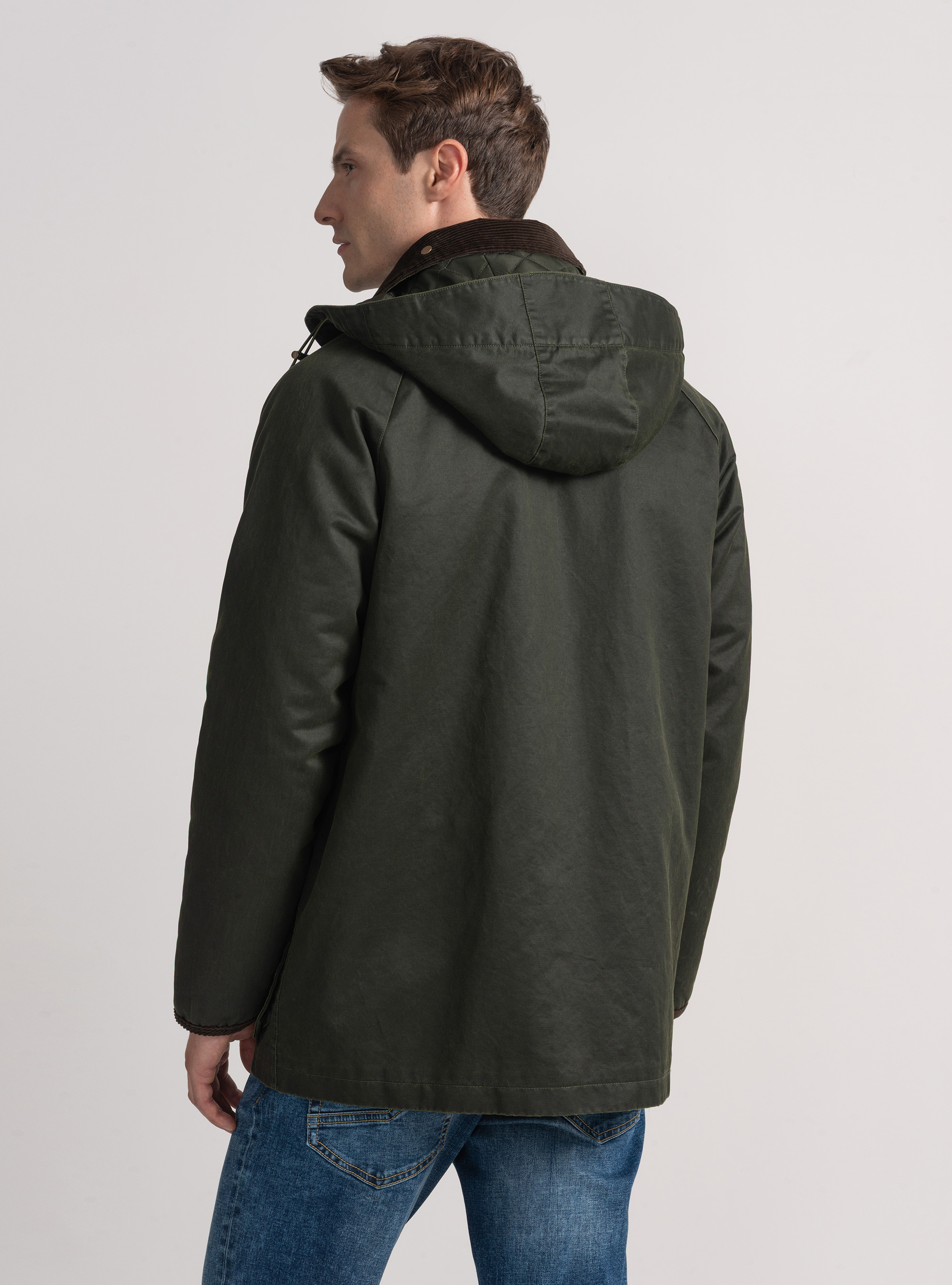 Giacca cerata in misto cotone, VERDE