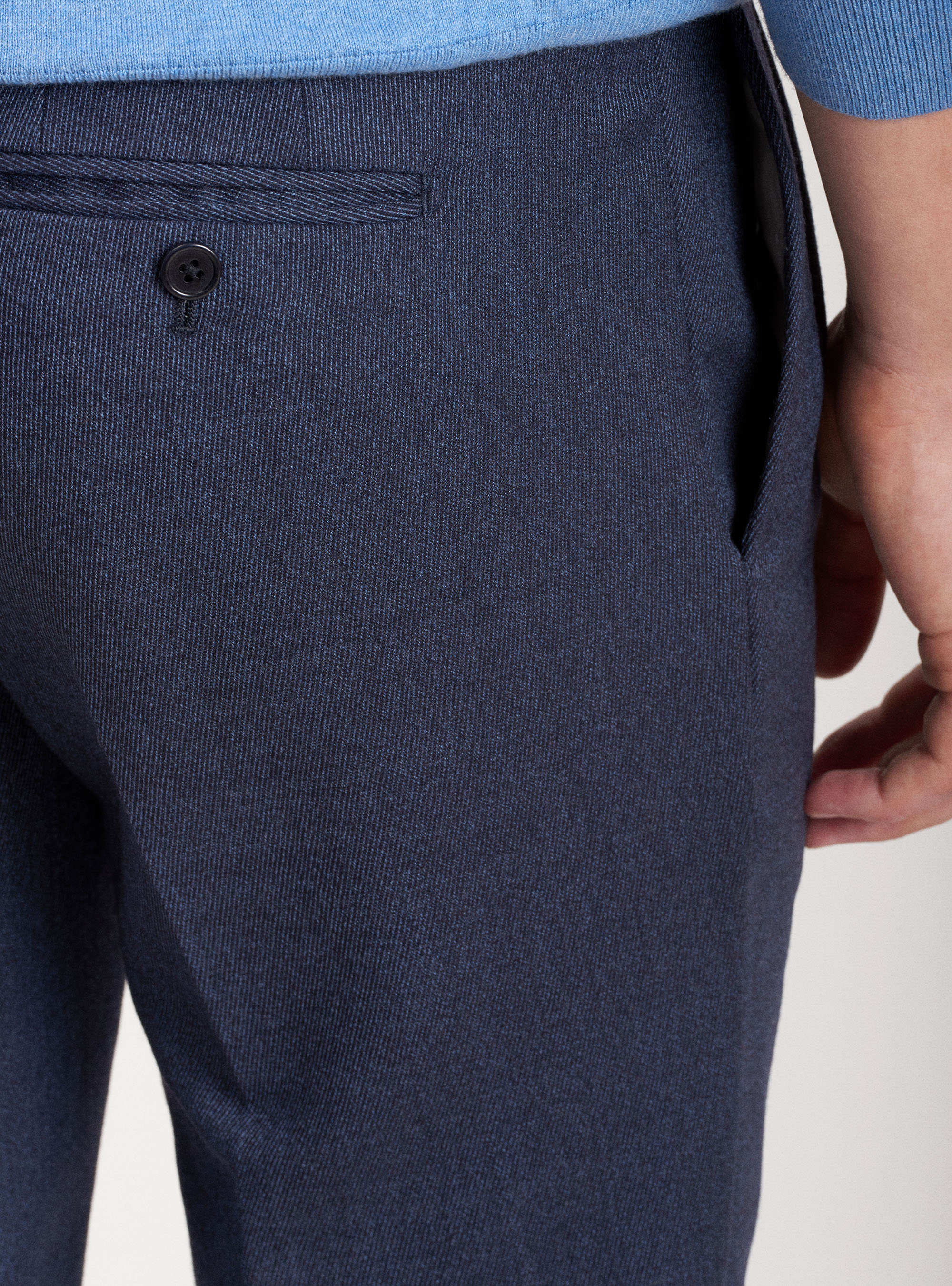 Pantaloni in twill di lana con doppia pinces, INCHIOSTRO
