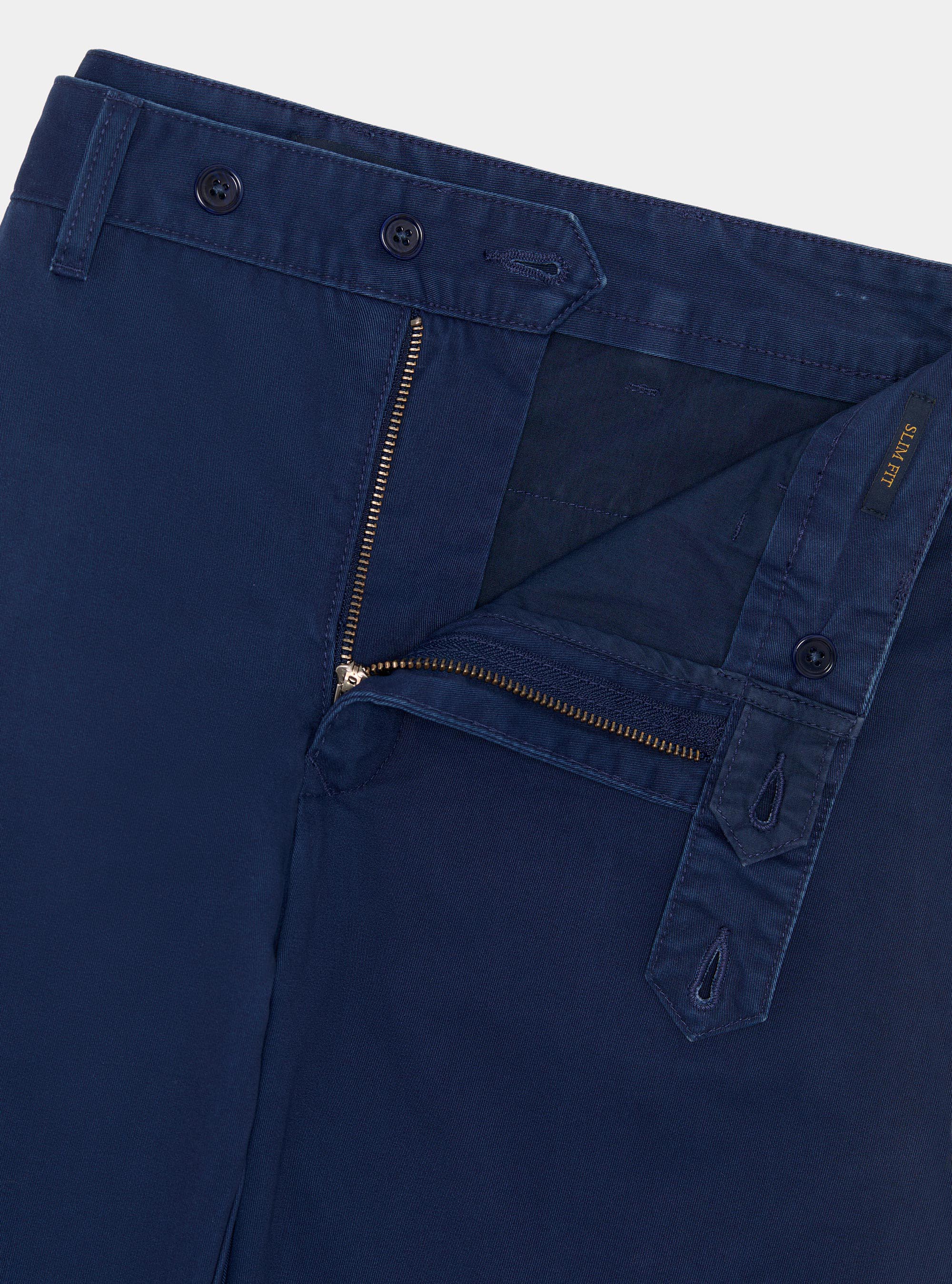 Pantalon chino en twill de coton, BLEU