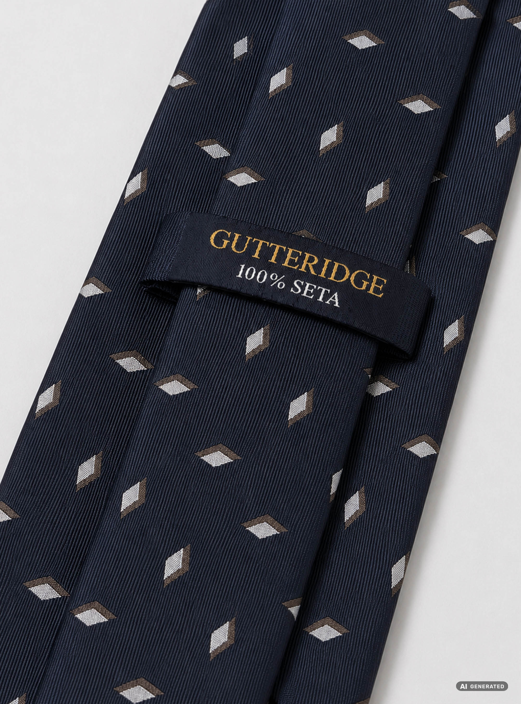 Cravatta in twill di seta con fantasia geometrica, BLU NAVY