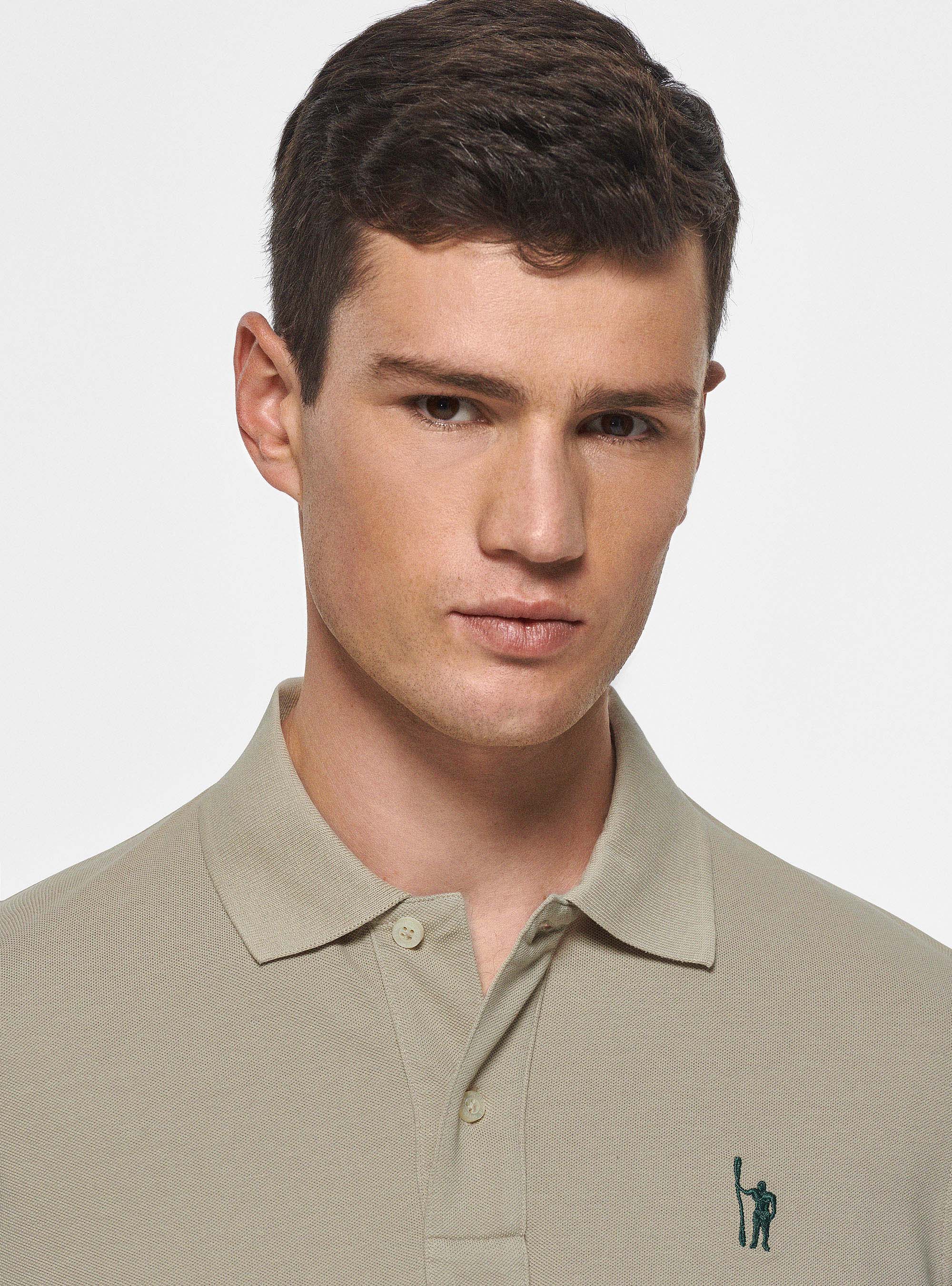 Piqu&eacute; polo shirt with embroidery, ECRU