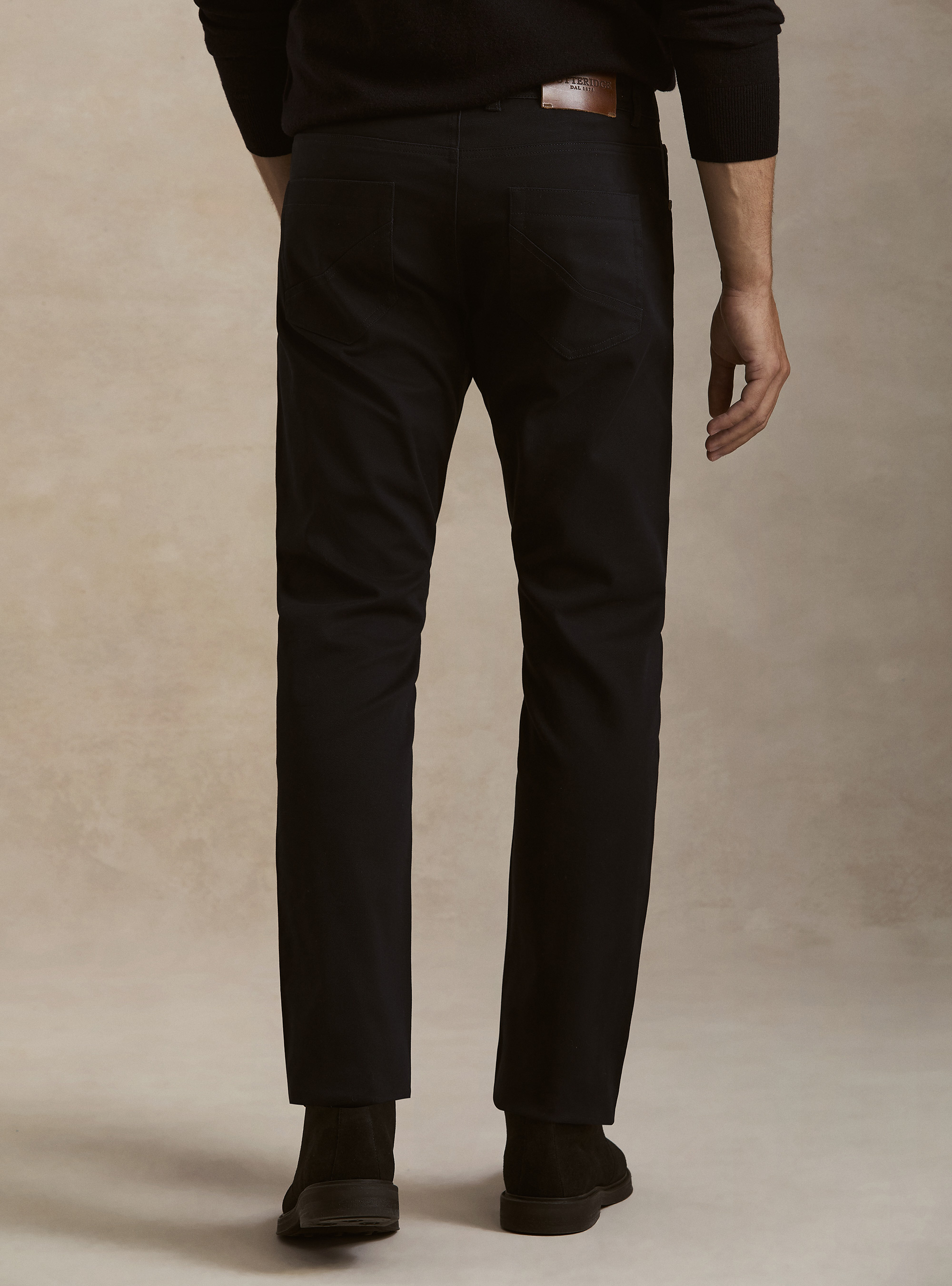 5-pocket textured cotton blend trousers, NAVY BLUE