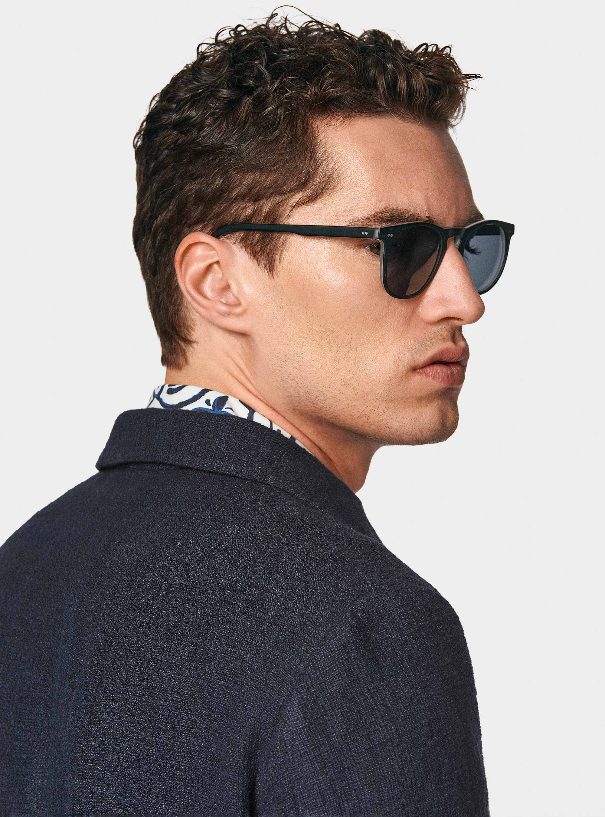 Giacca in lino crepe, BLU NAVY