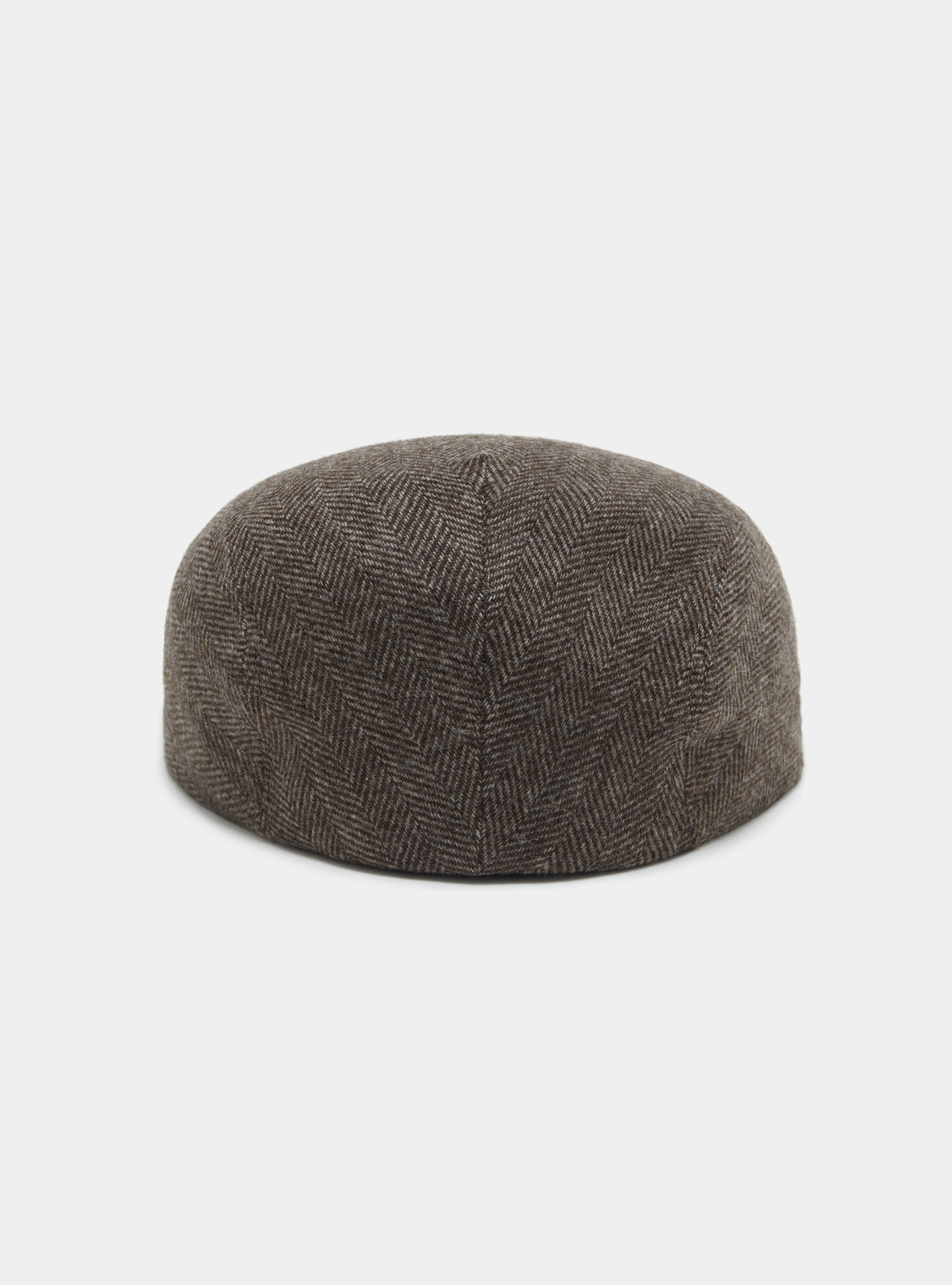 Coppola spigata in pura lana vergine e cashmere, MARRONE