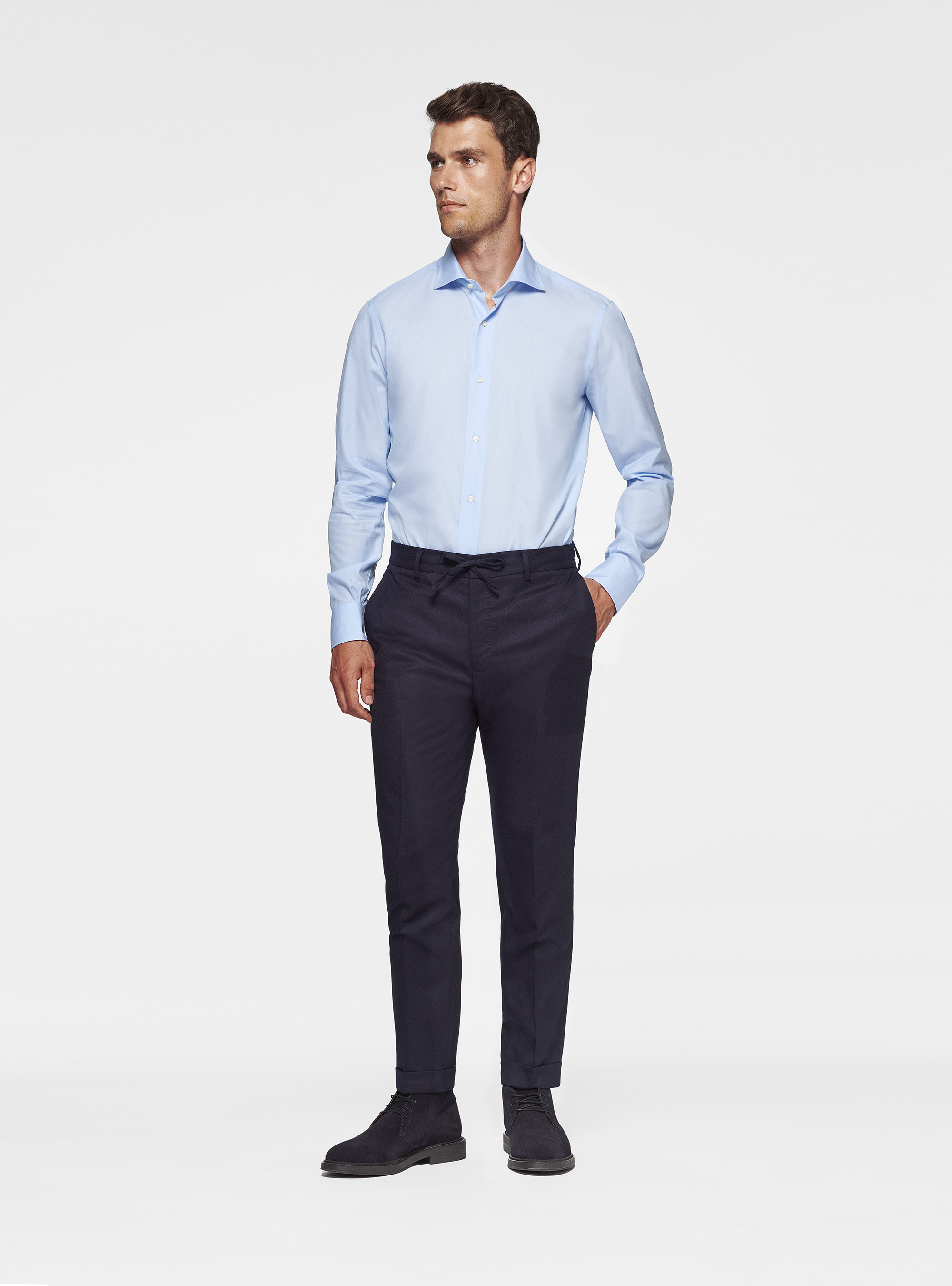 Chemise en coton fil à fil, BLEU CIEL