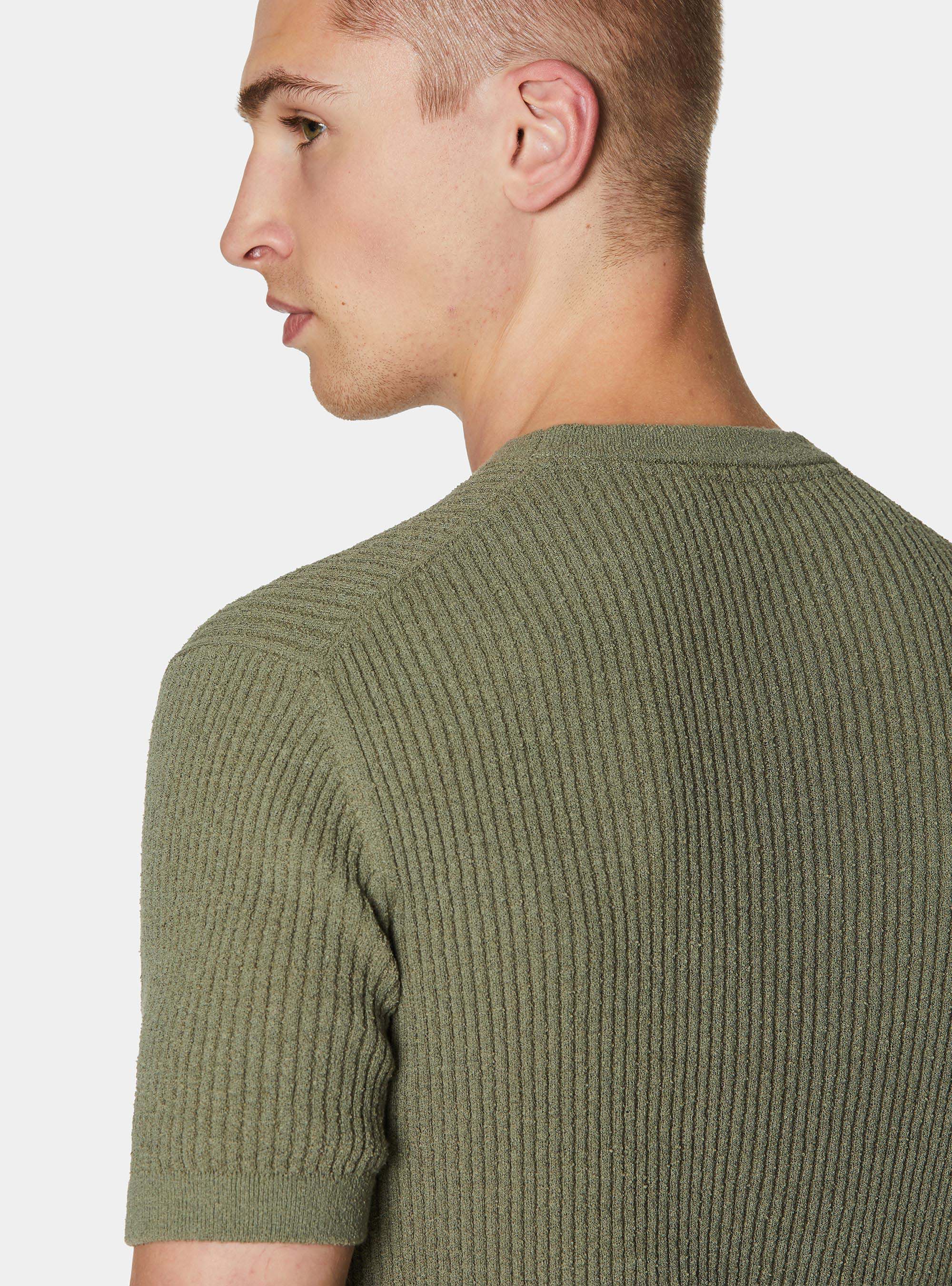 Girocollo in maglia boucl&egrave; a costina, SALVIA 0602C