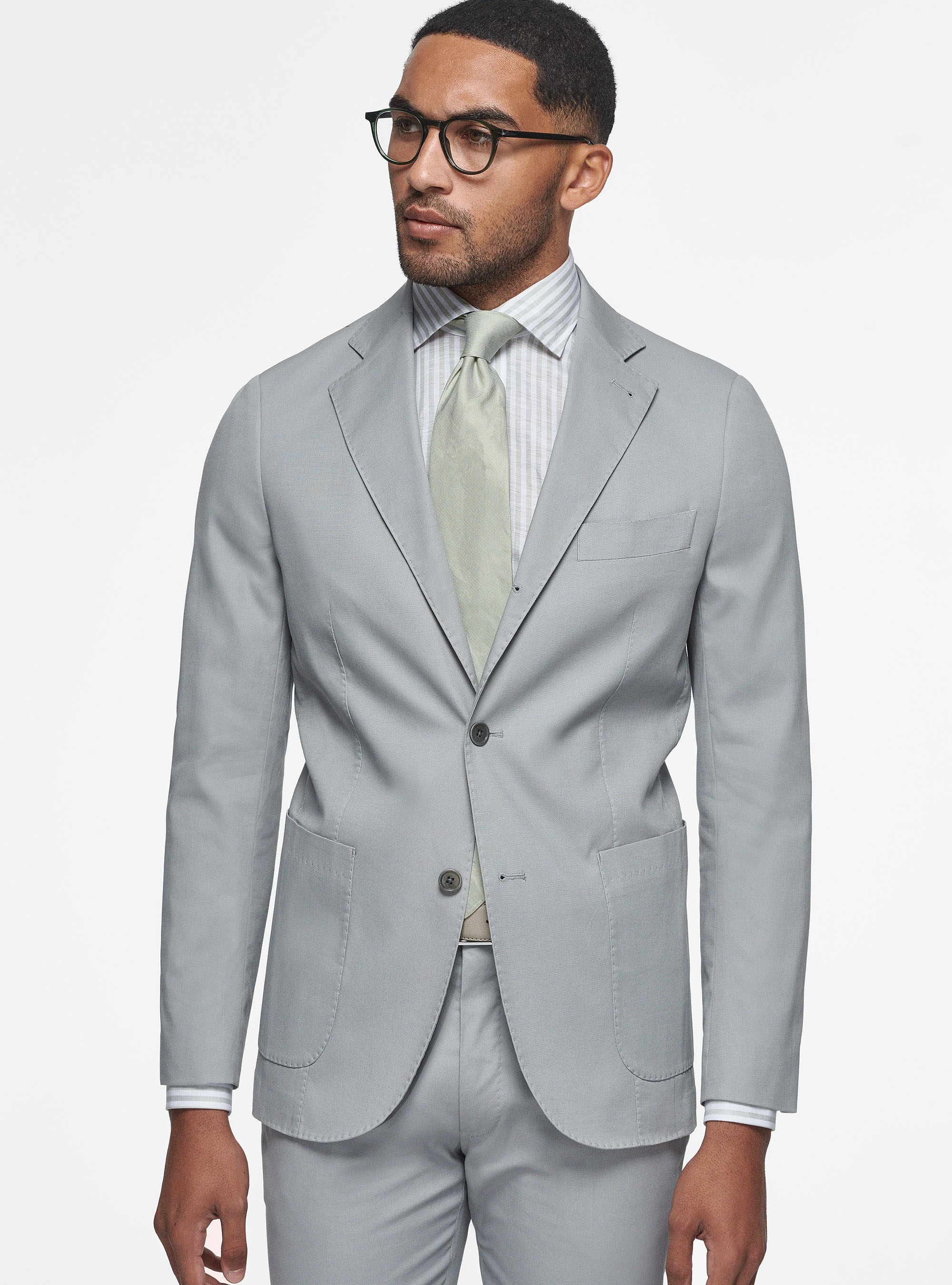 Giacca in puro cotone armaturato, GRIGIO CHIARO MELANGE