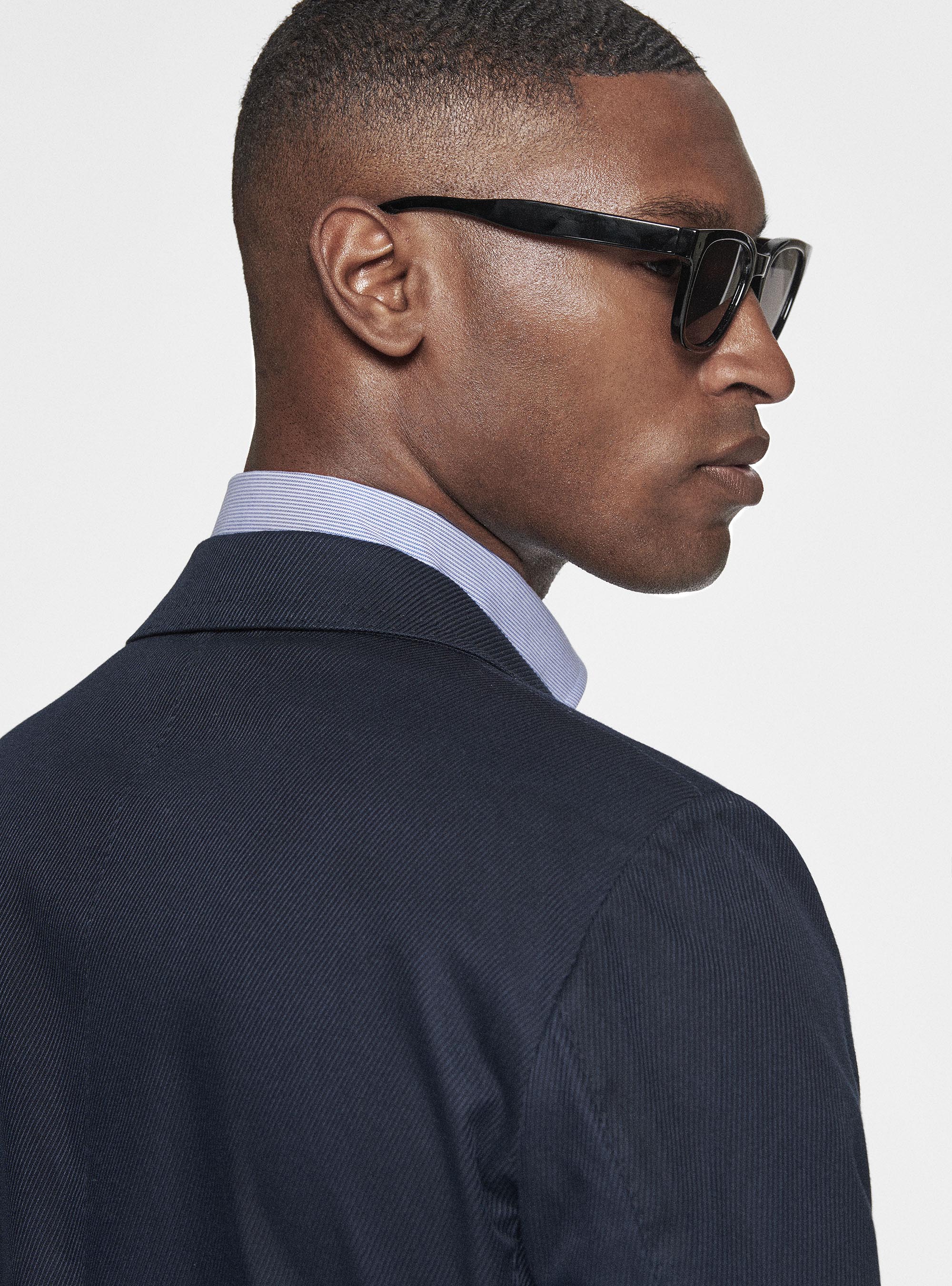 Giacca in cotone diagonale, BLU NAVY