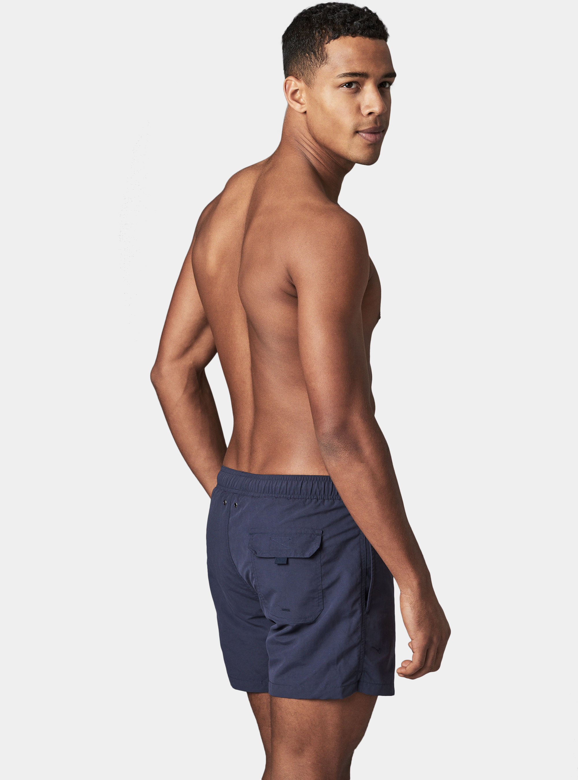 Basic solid colour swimsuit, NAVY BLUE