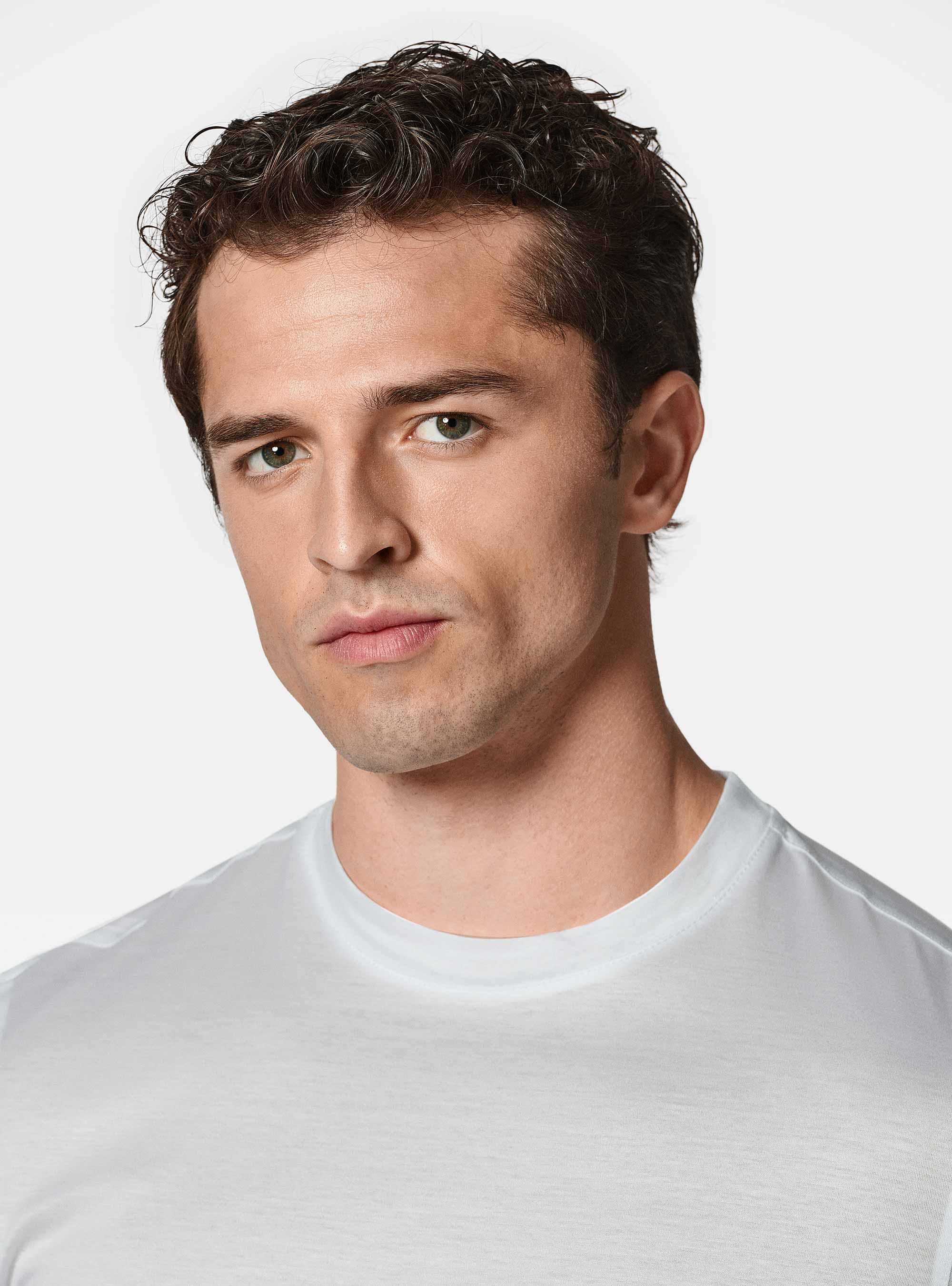 Camiseta de media manga de hilo Lisle, BLANCO