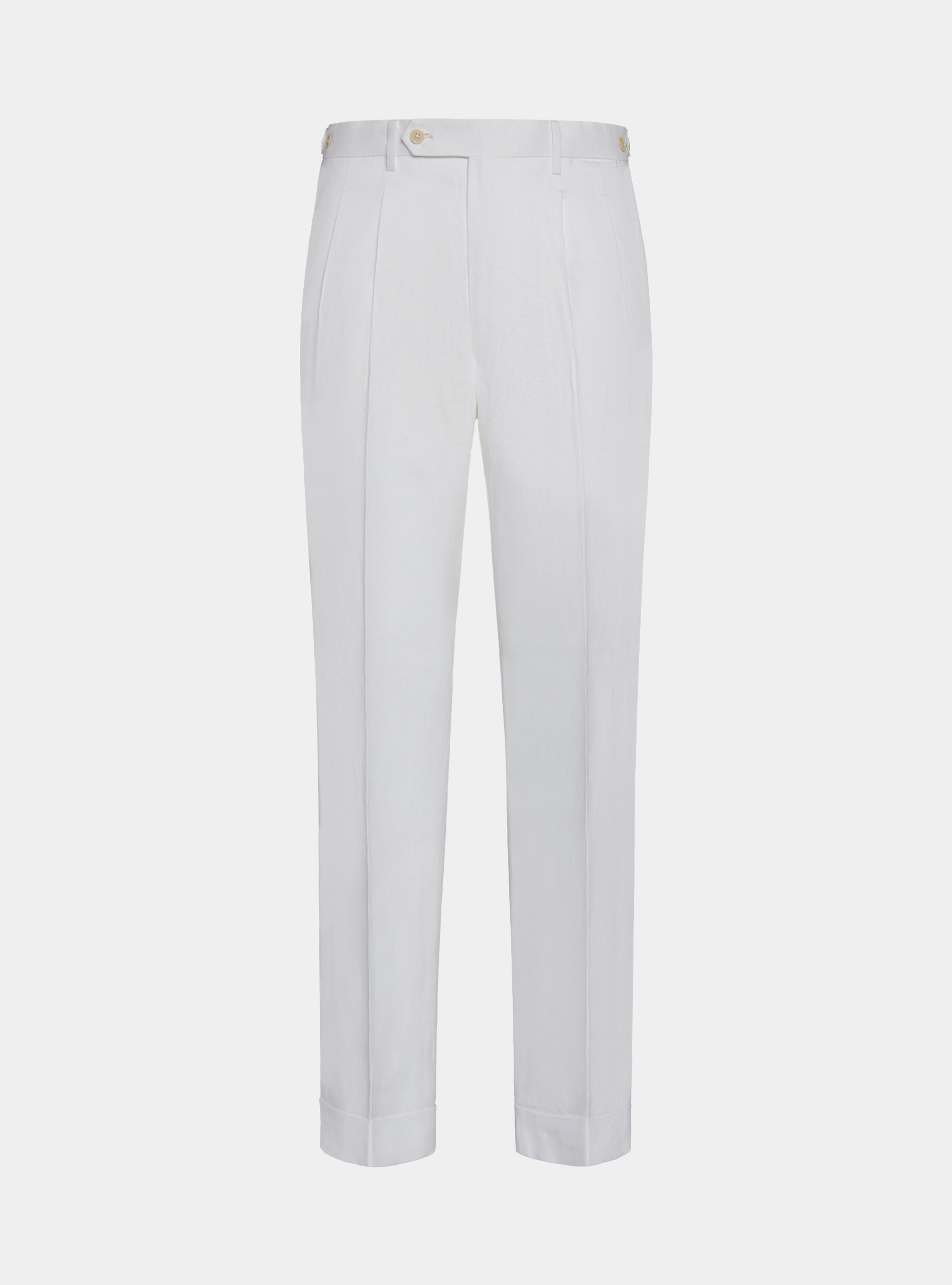 Pure linen double pleat trousers, WHITE