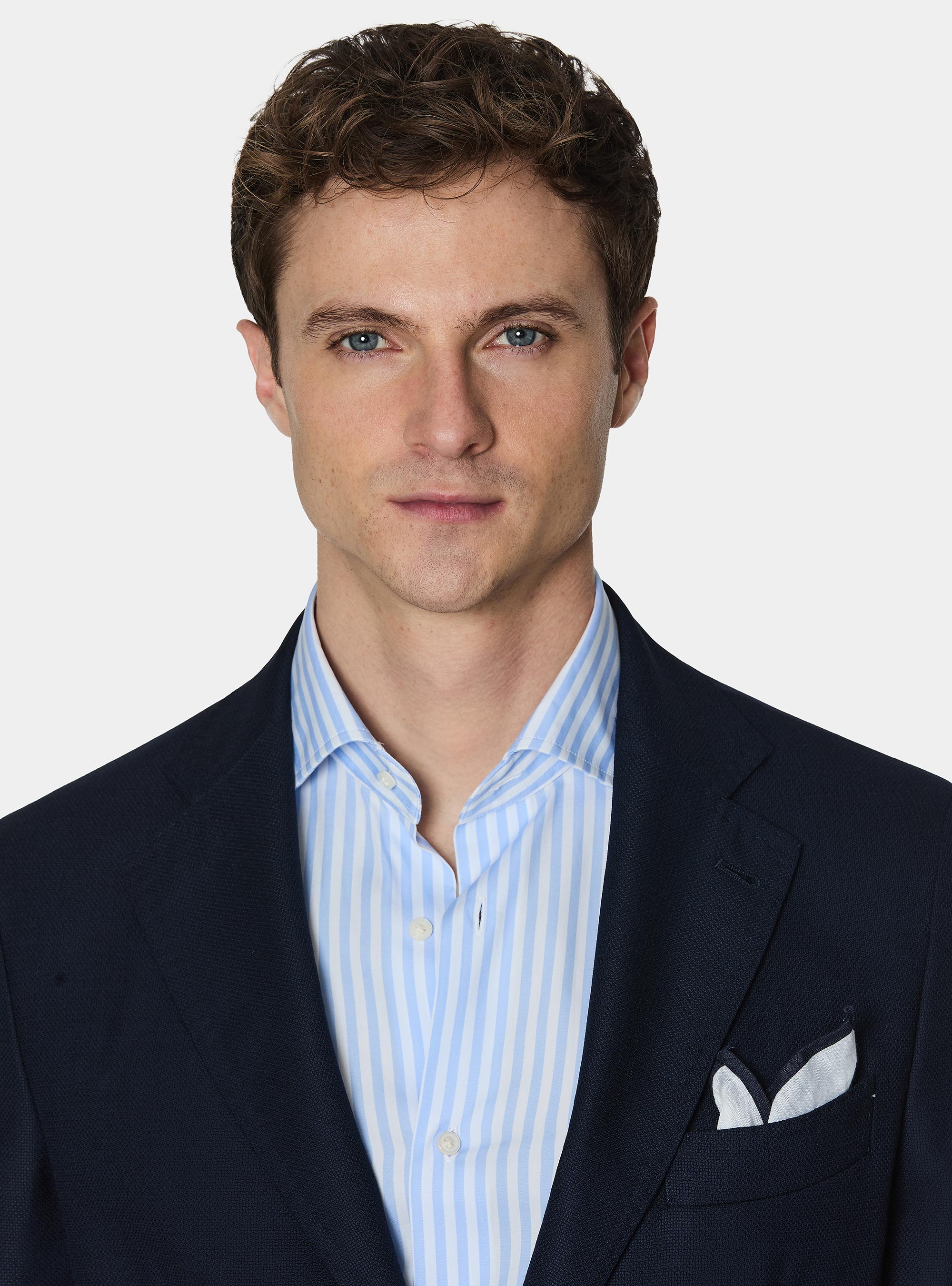 Giacca hopsack in lana Vitale Barberis Canonico, BLU NAVY