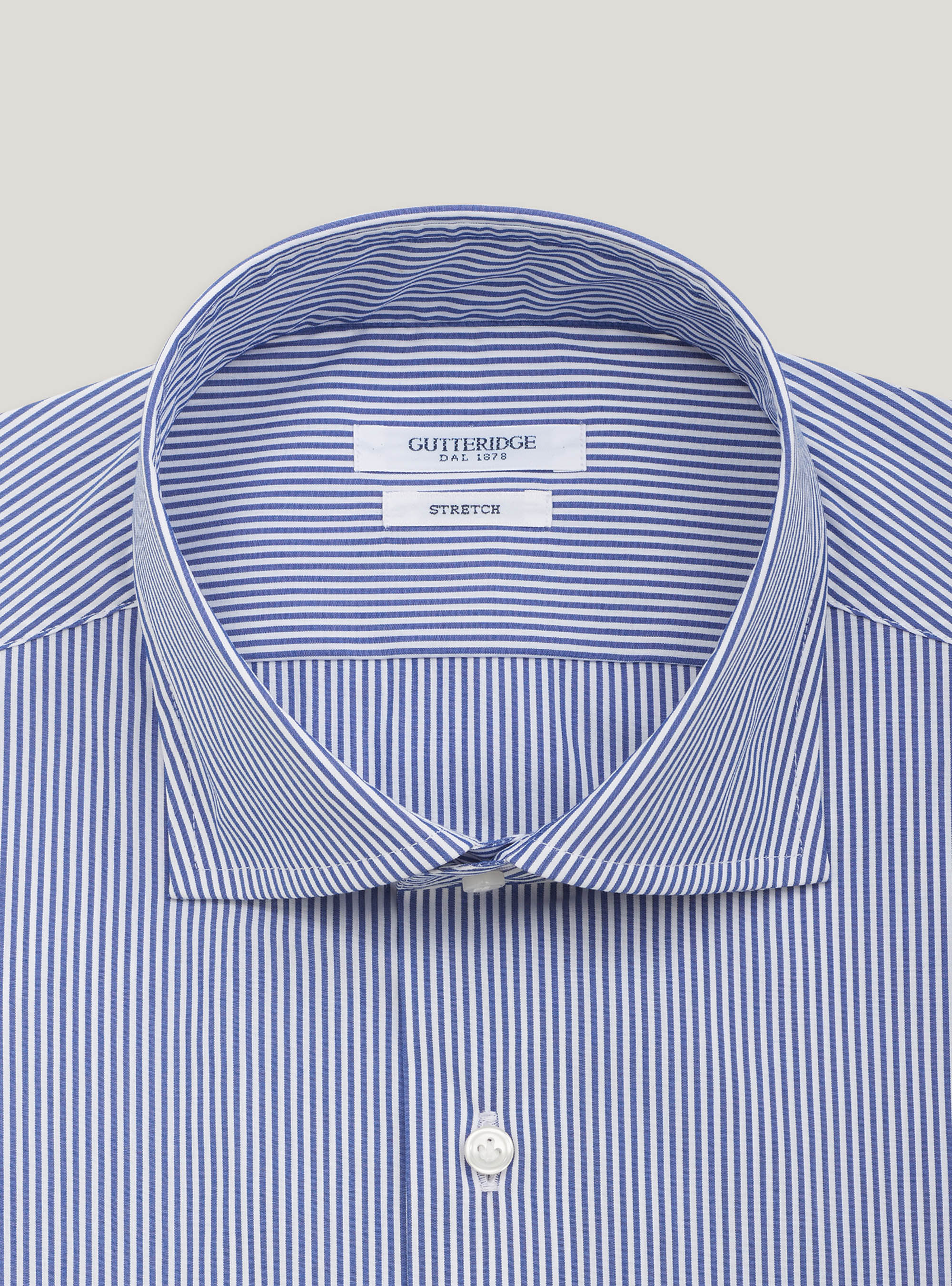 Camicia super slim in cotone stretch rigato, BLU