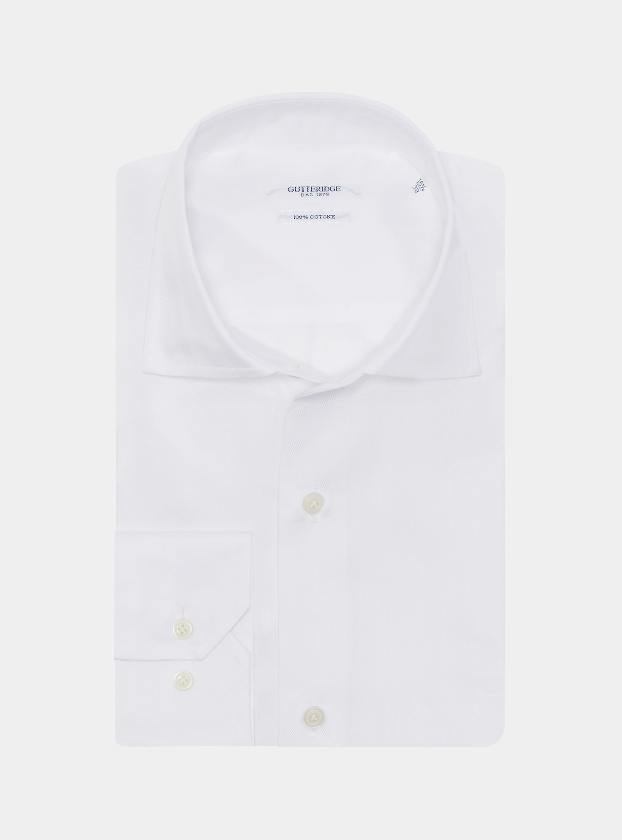 Camicia spigata in twill di cotone, BIANCO