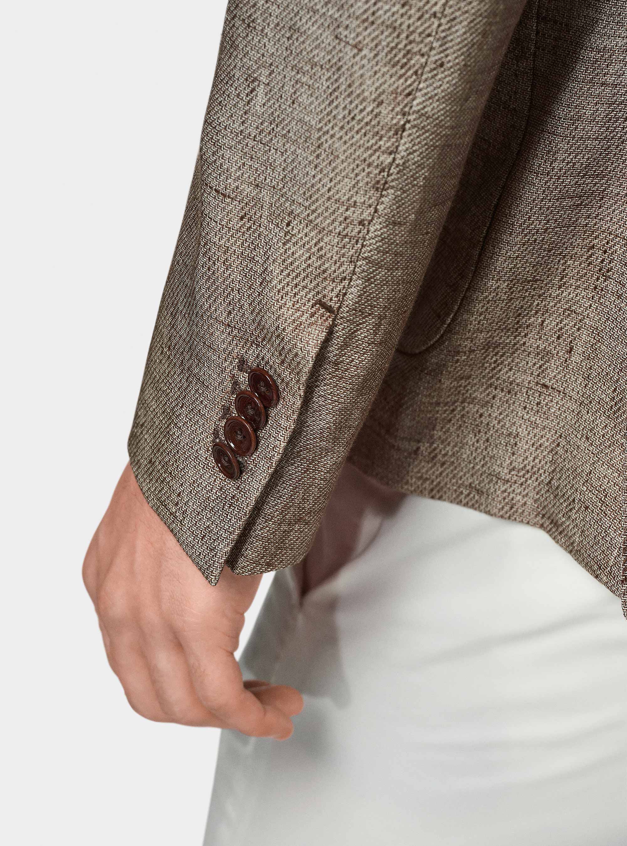 Americana en mezcla de lino y algodón, MARRON