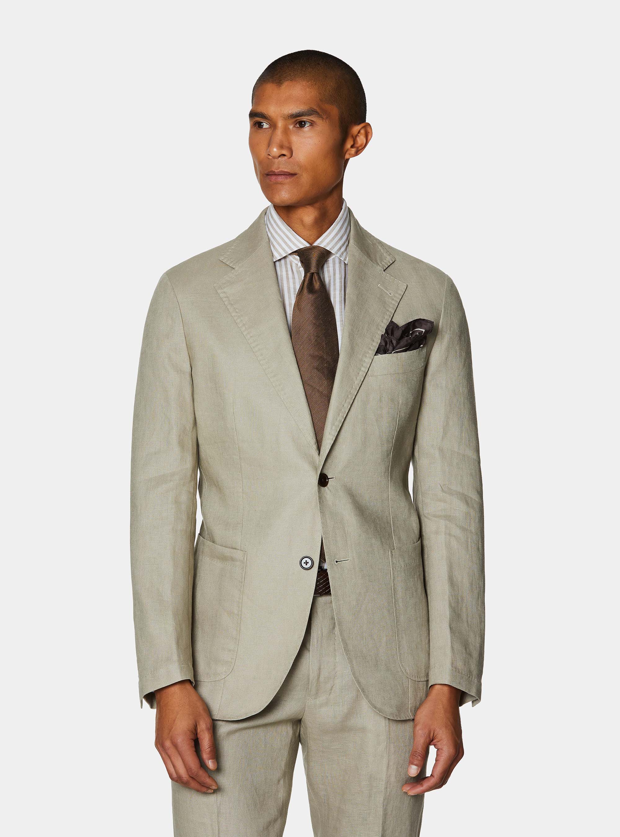 Pure linen suit blazer, SAND