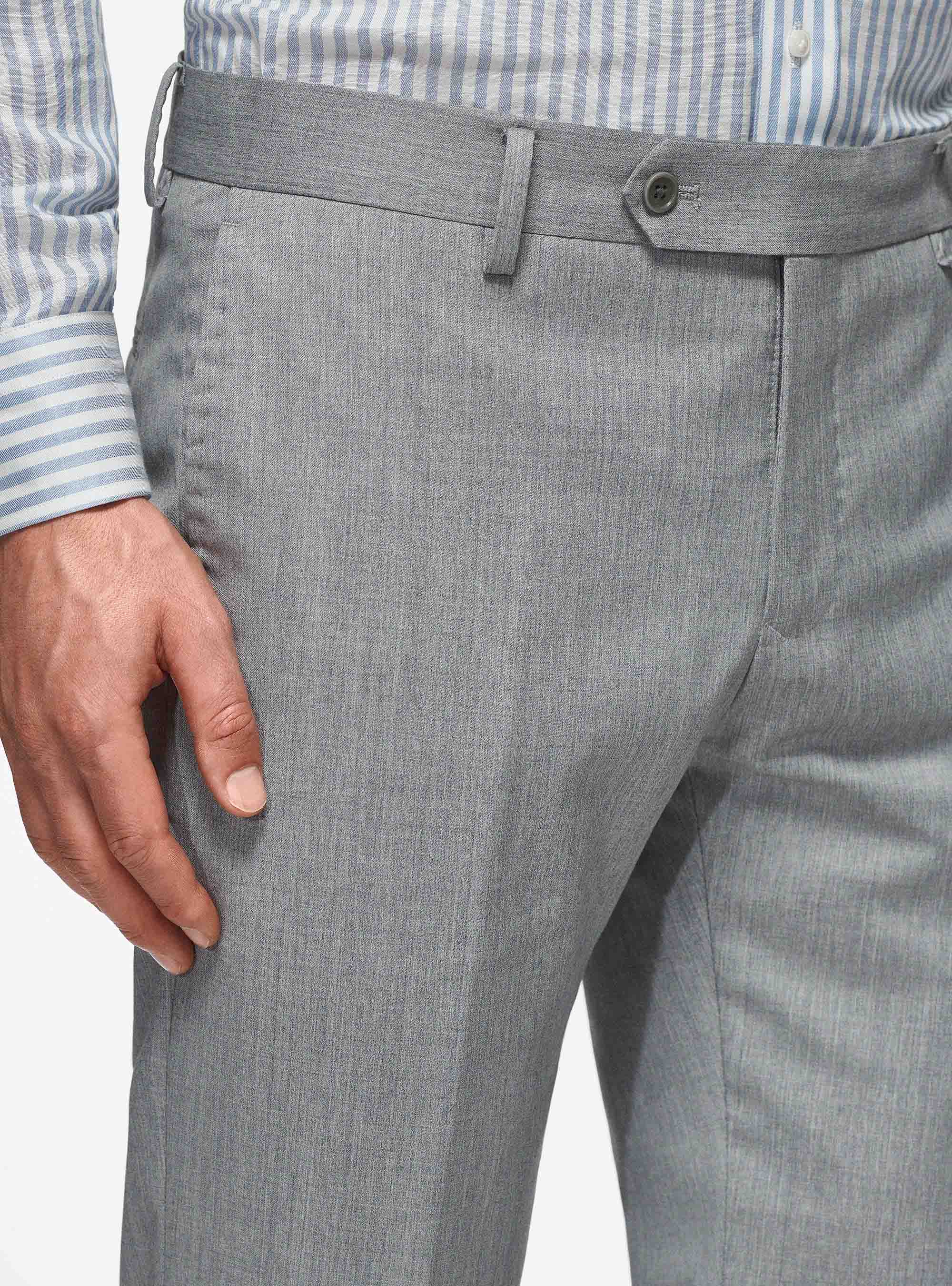 Pantaloni in pura lana superfine 110's, GRIGIO CHIARO MELANGE
