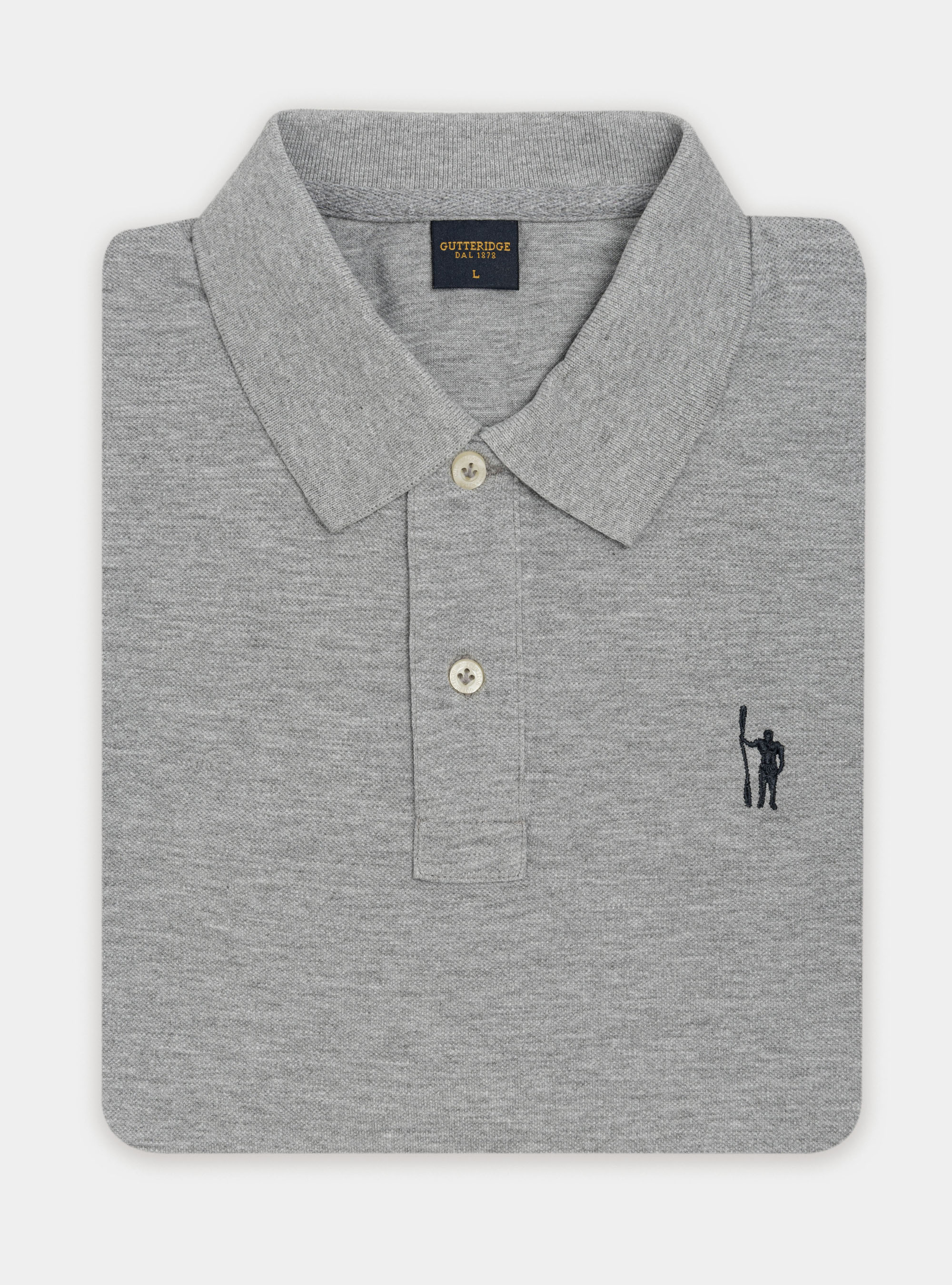 Polo in piquet con ricamo, GRIGIO CHIARO