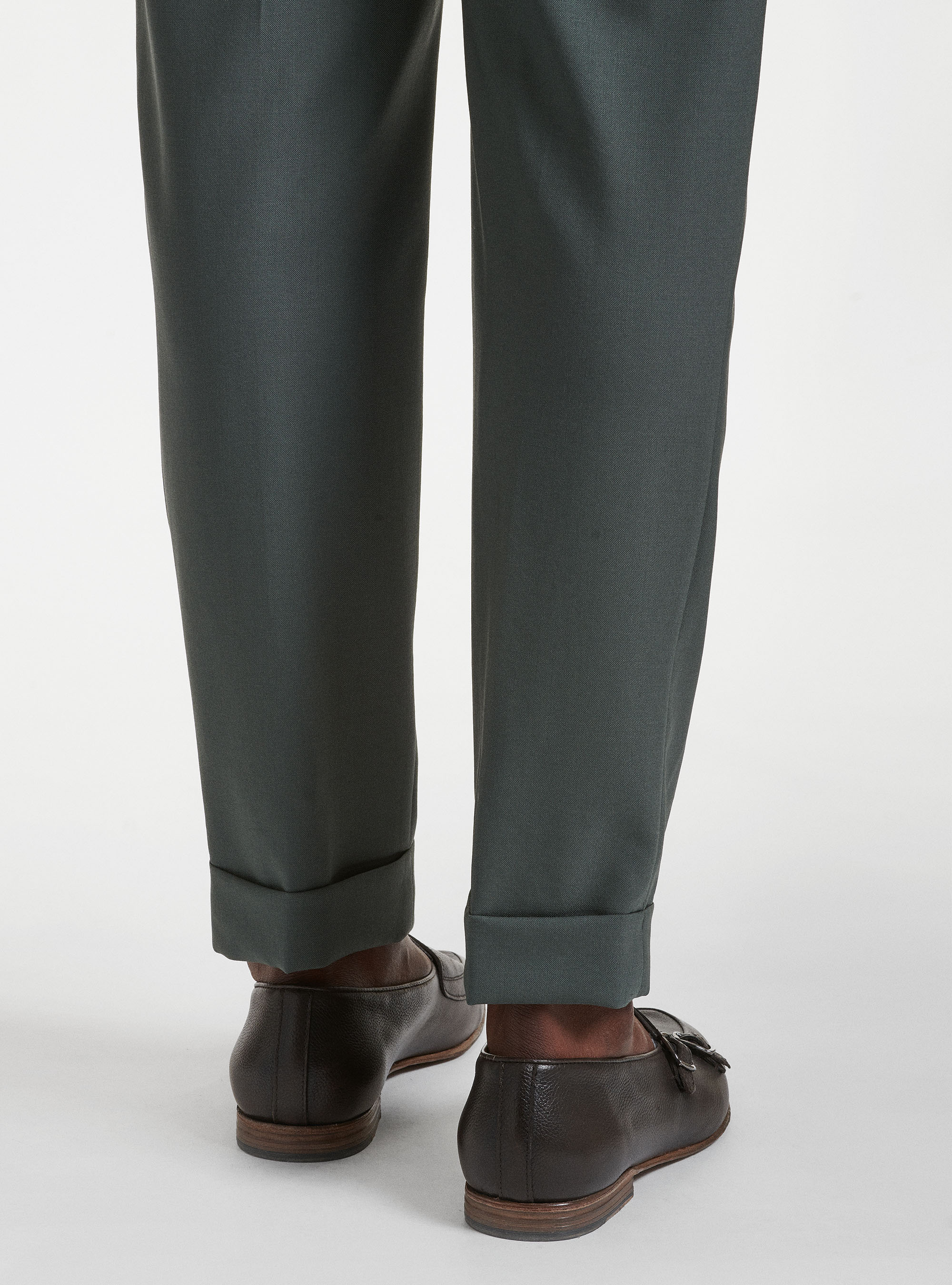 Vitale Barberis Canonico pure wool pleated trousers, SALVIA 0602C