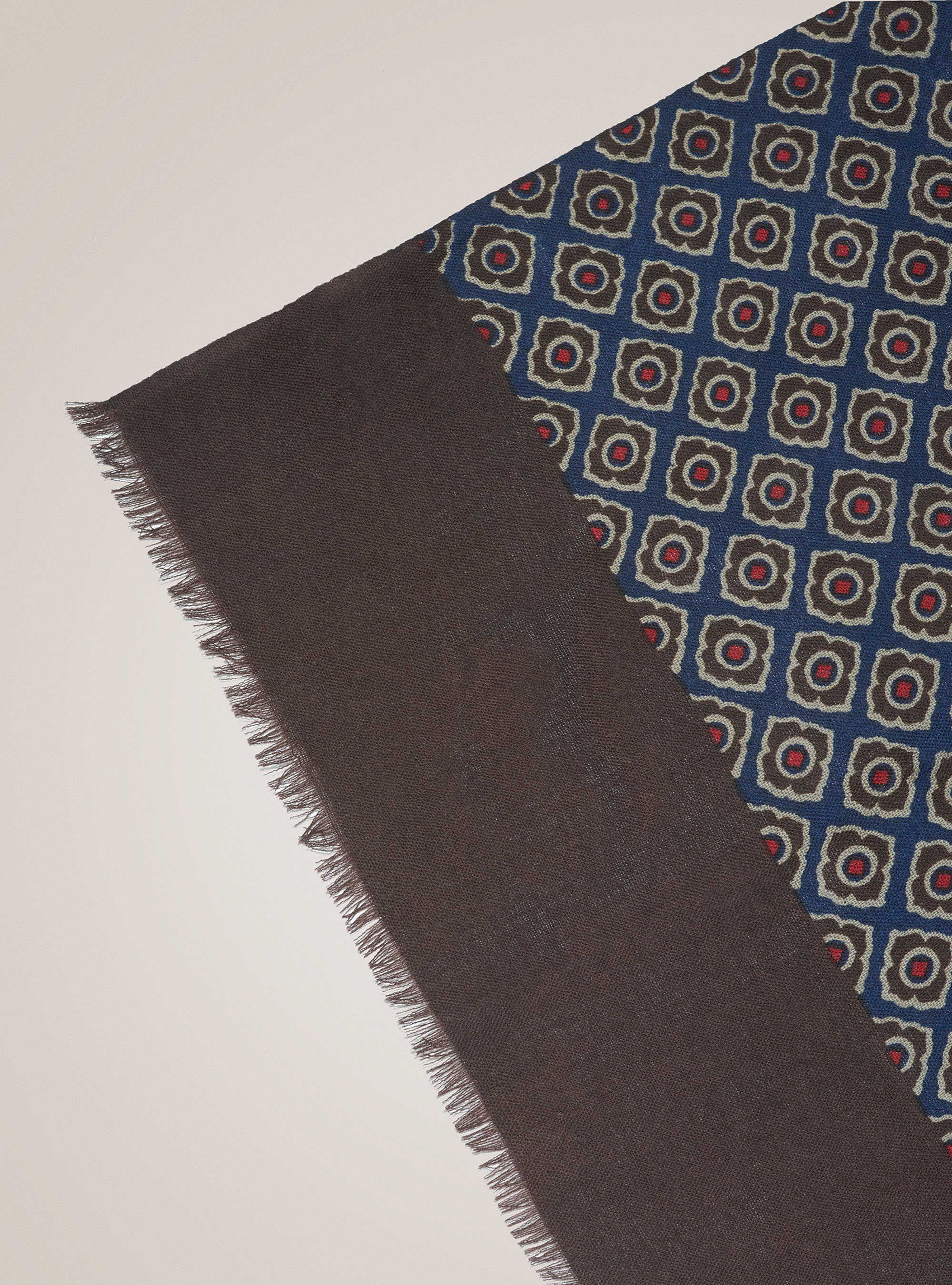 Sciarpa 100% lana a fantasia geometrica, BLU NAVY