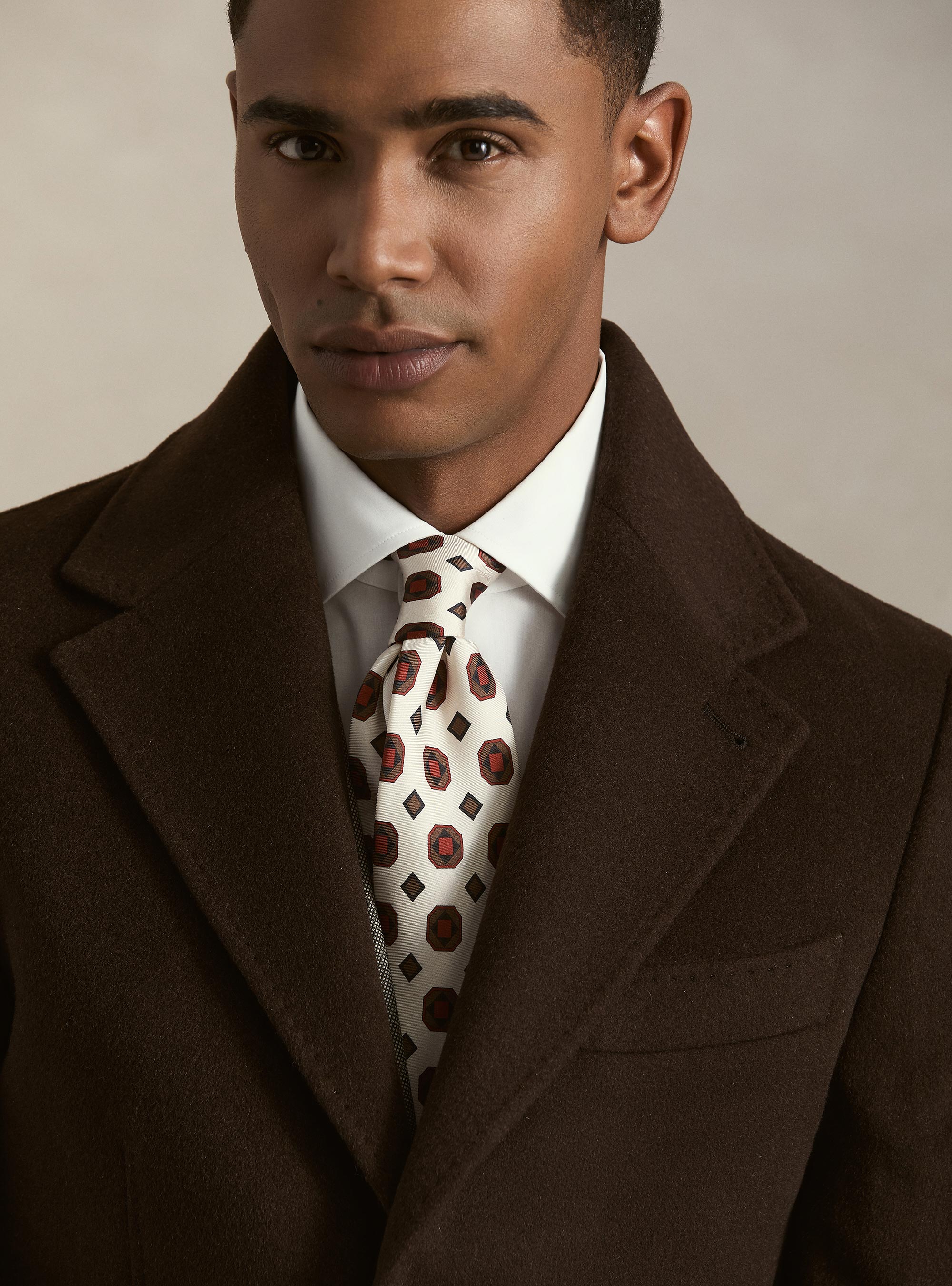 Single-breasted wool and cashmere coat, BROWN