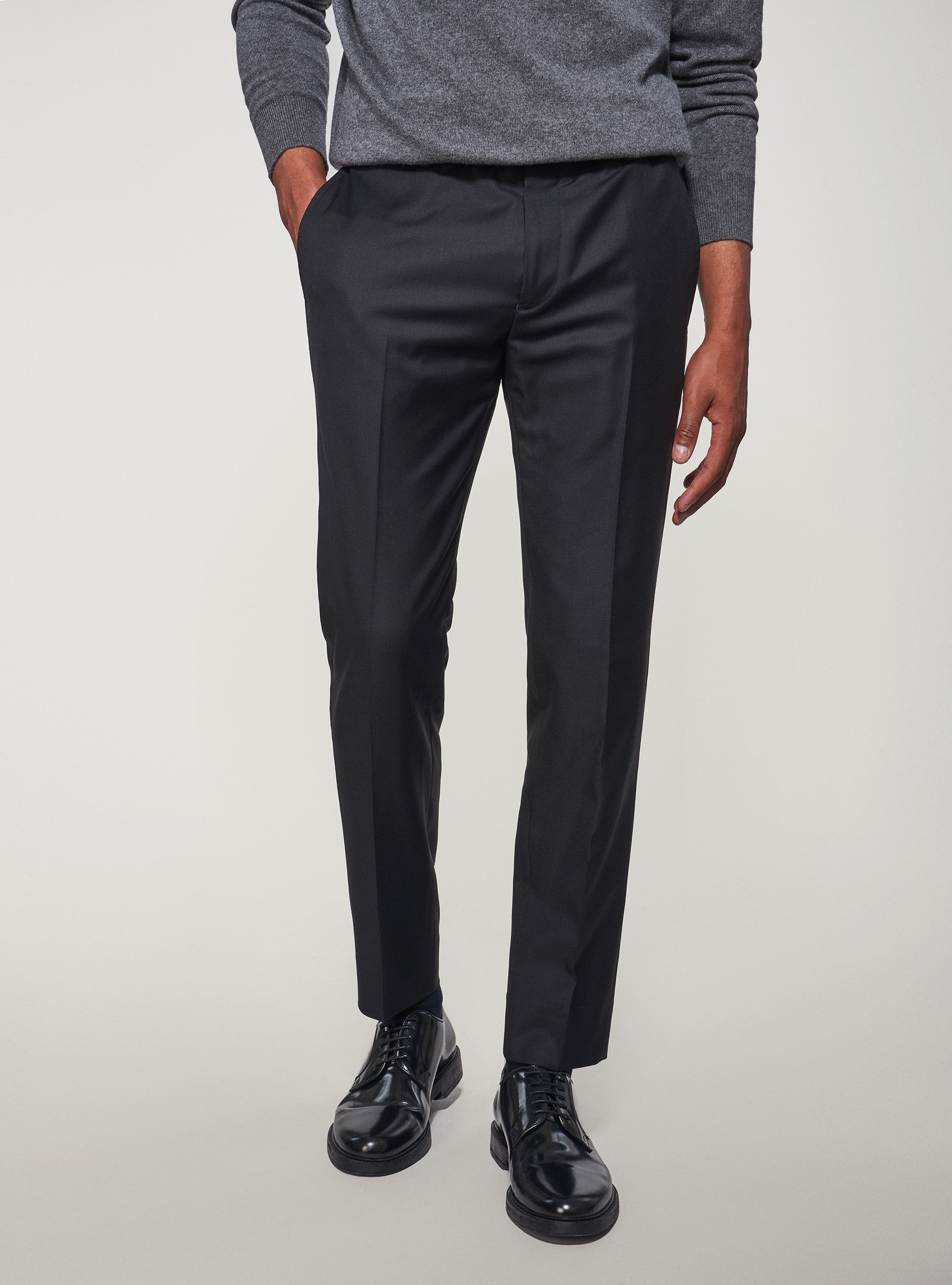Fresh wool suit trousers, BLACK