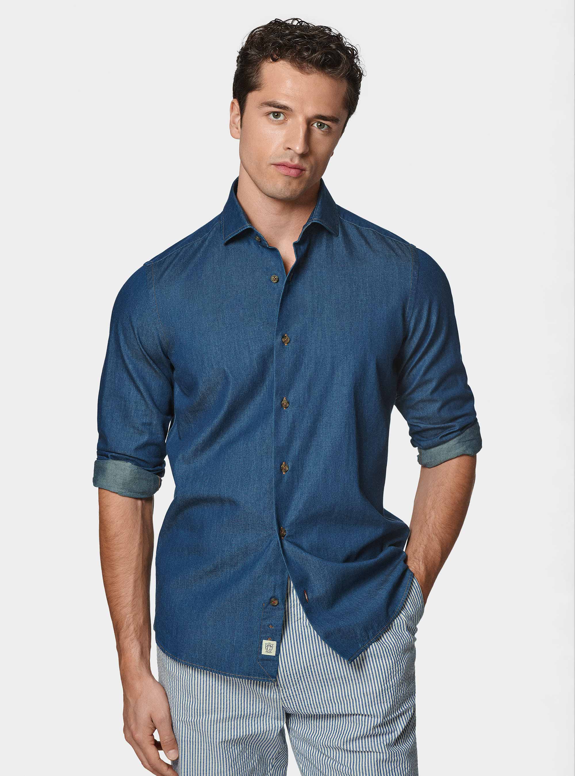 Chemise en denim de coton chambray