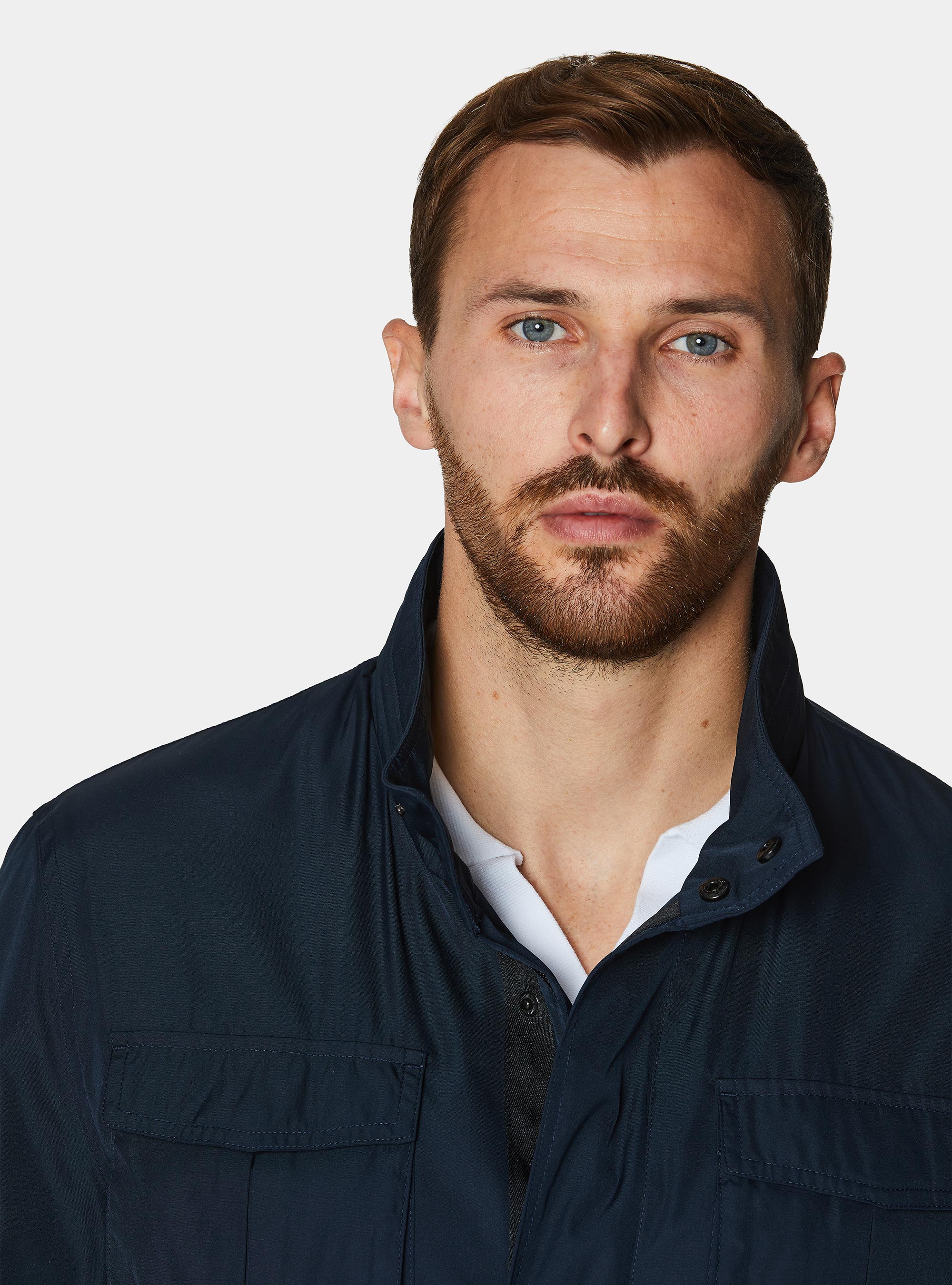 Field jacket en tejido t&eacute;cnico, AZUL MARINO