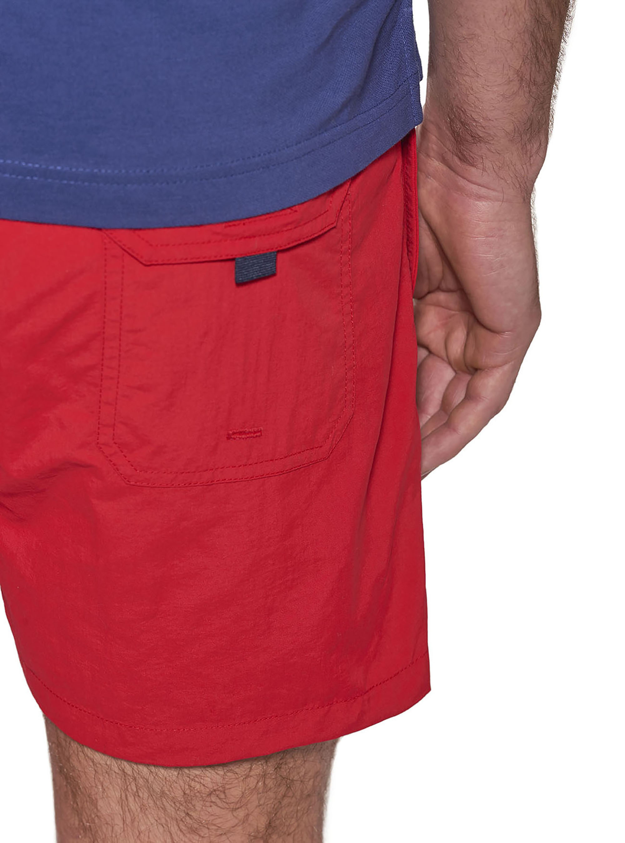 Basic plain colour swimsuit with embroidery, RED