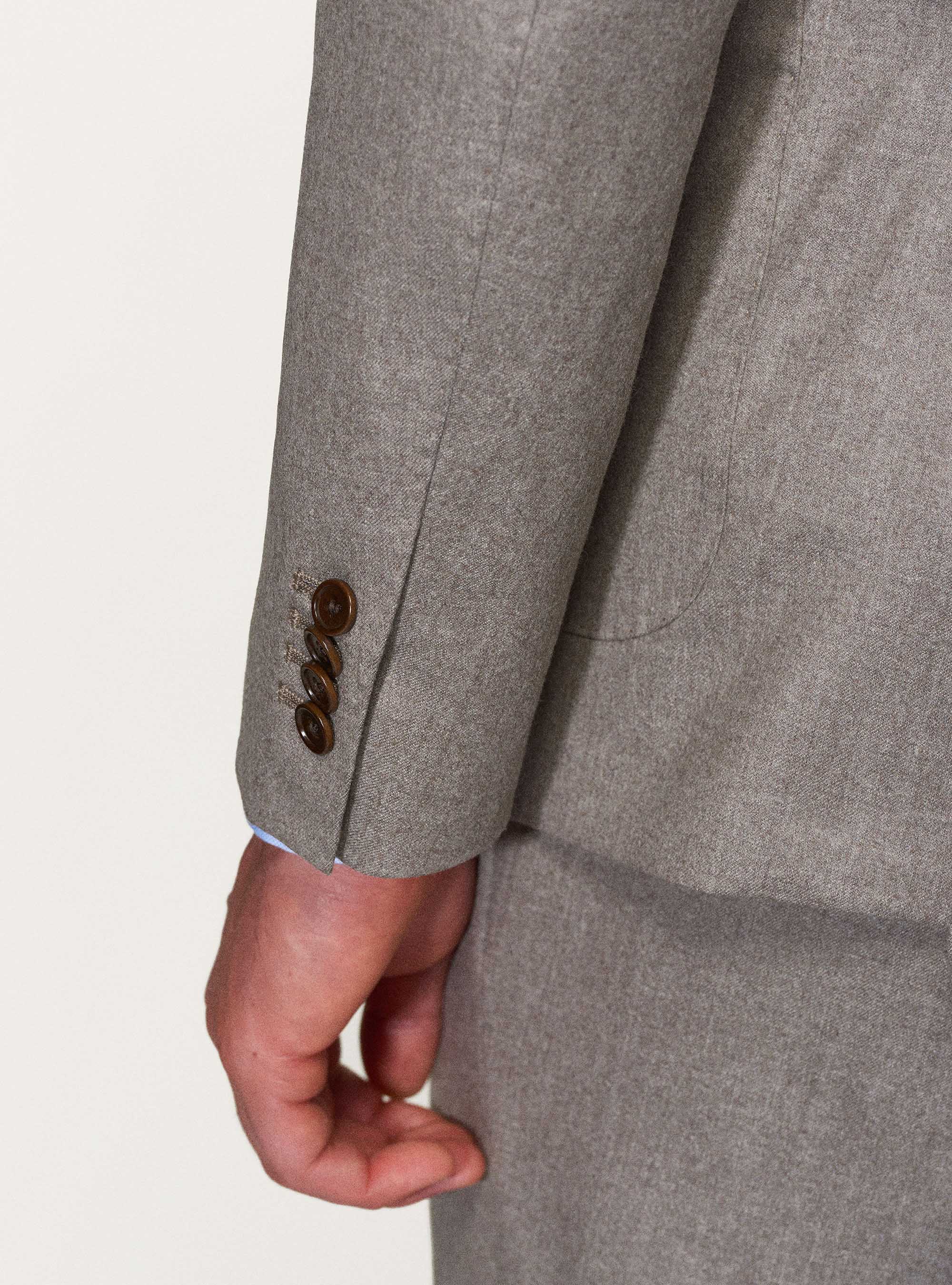 Giacca per abito in flanella di lana superfine 120's Vitale Barberis Canonico, SABBIA