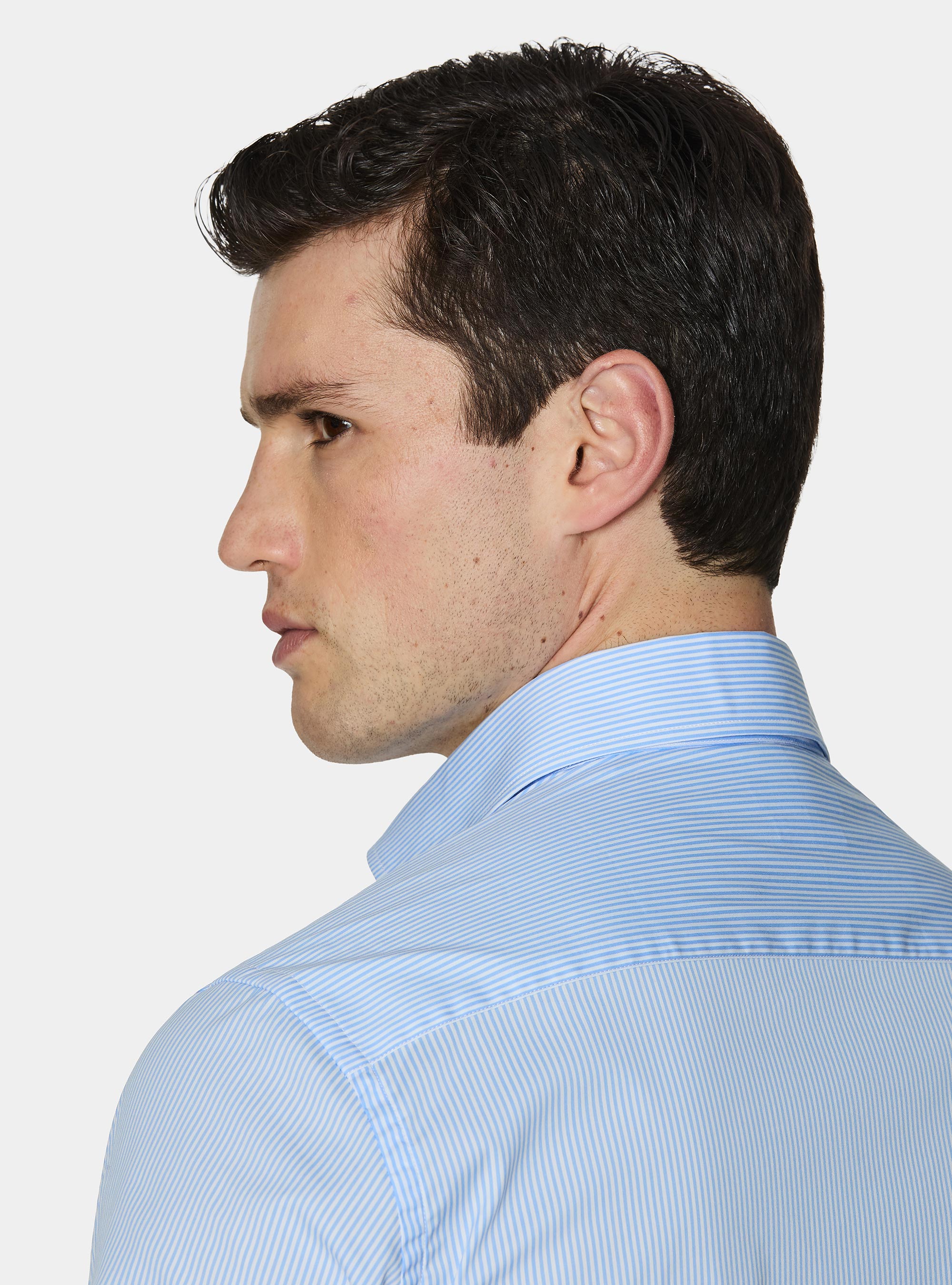 Striped cotton poplin stretch shirt, LIGHT BLUE