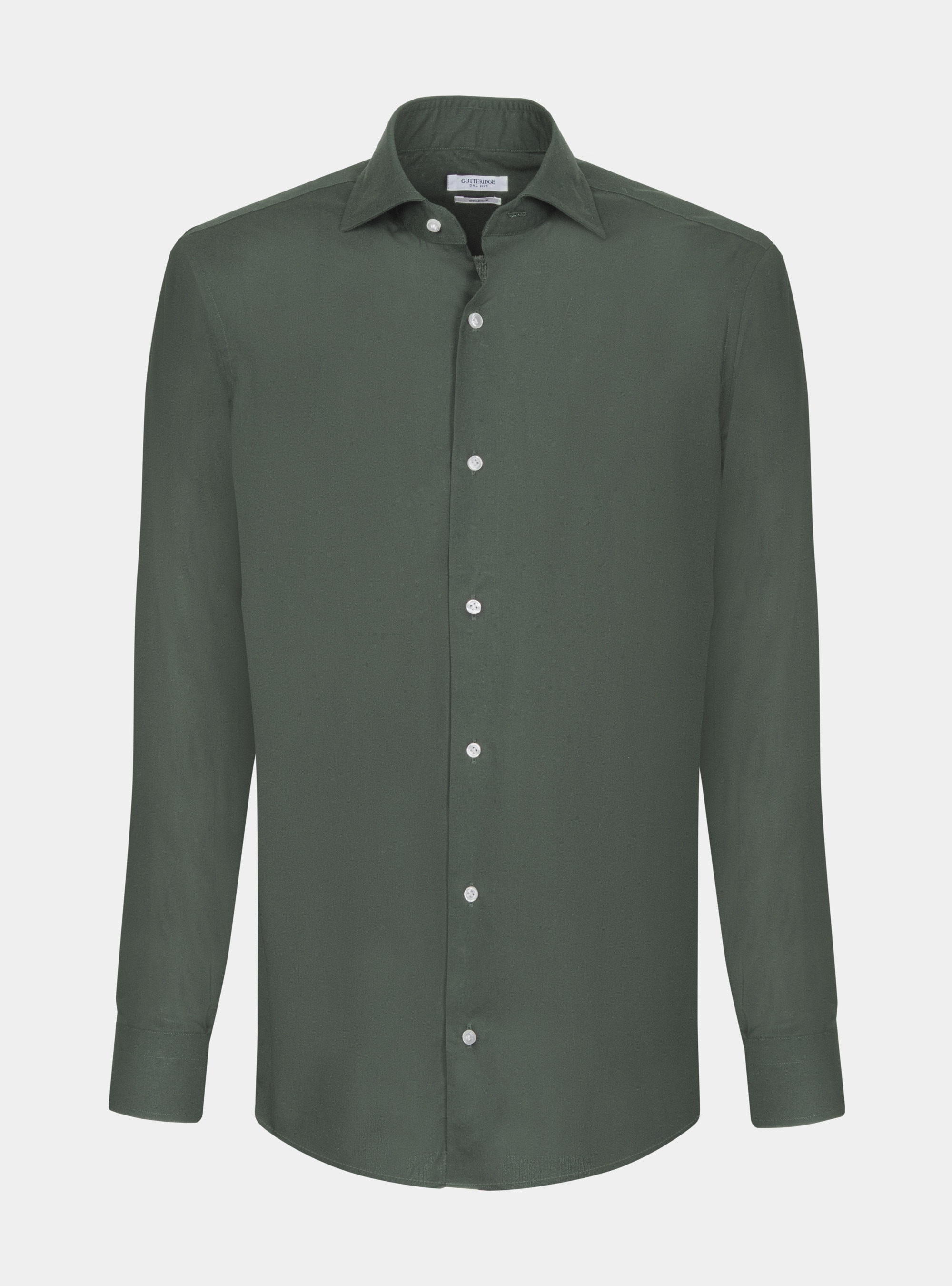 Camicia slim fit in popeline di cotone stretch, MILITARE 0609C