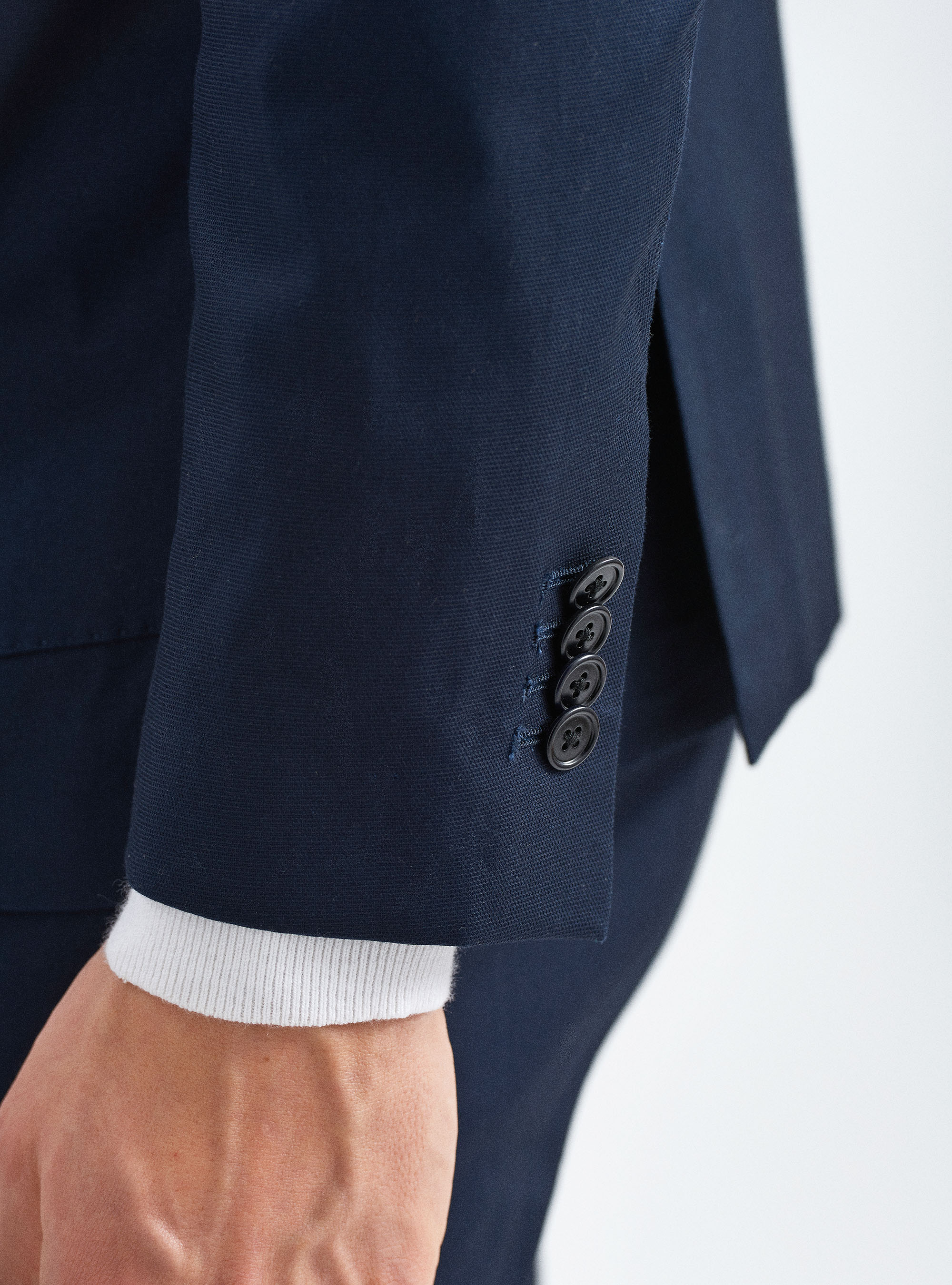 Giacca per abito in cotone stretch armaturato, BLU NAVY