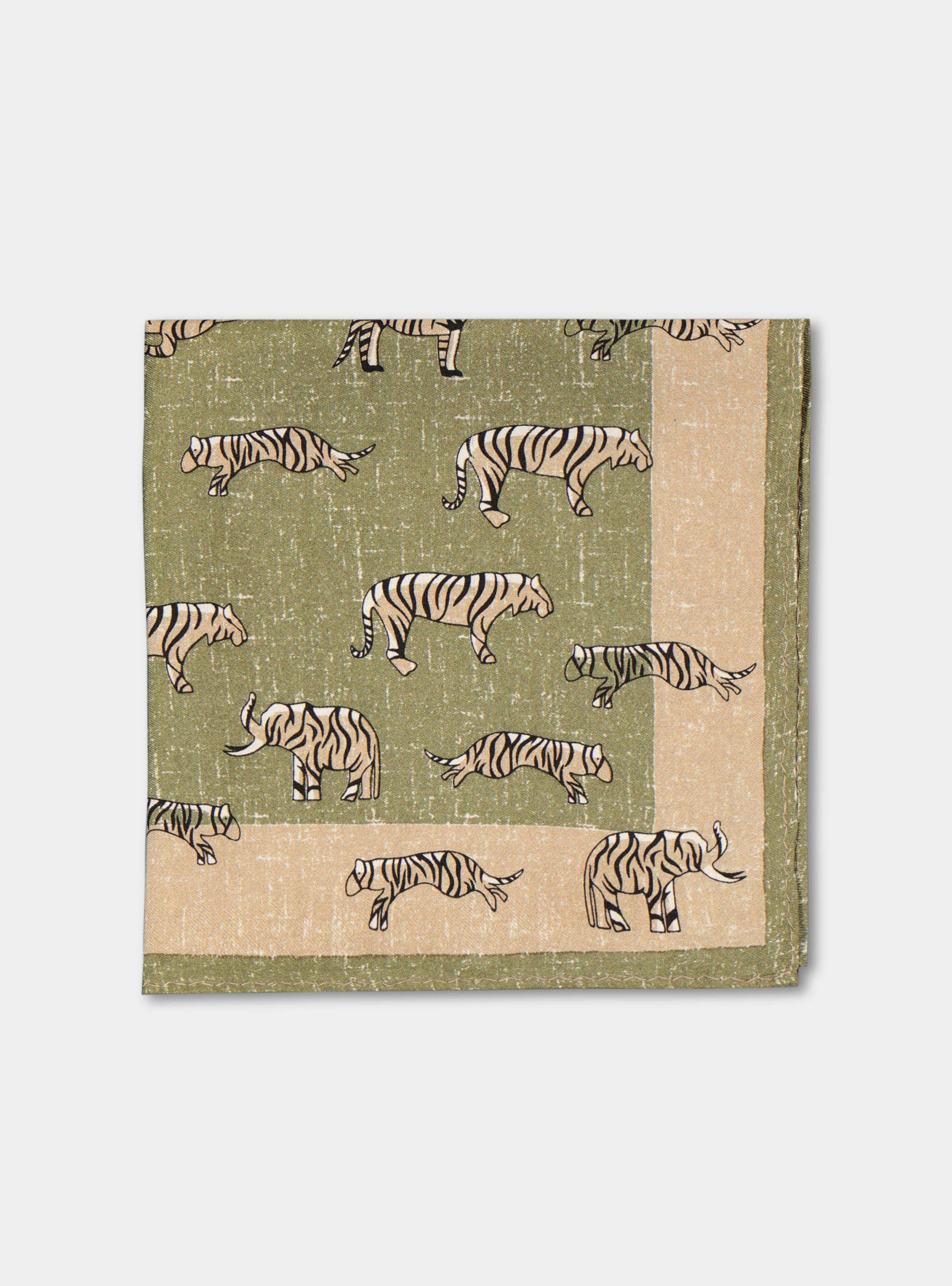 Pochette safari in seta stampata, VERDE